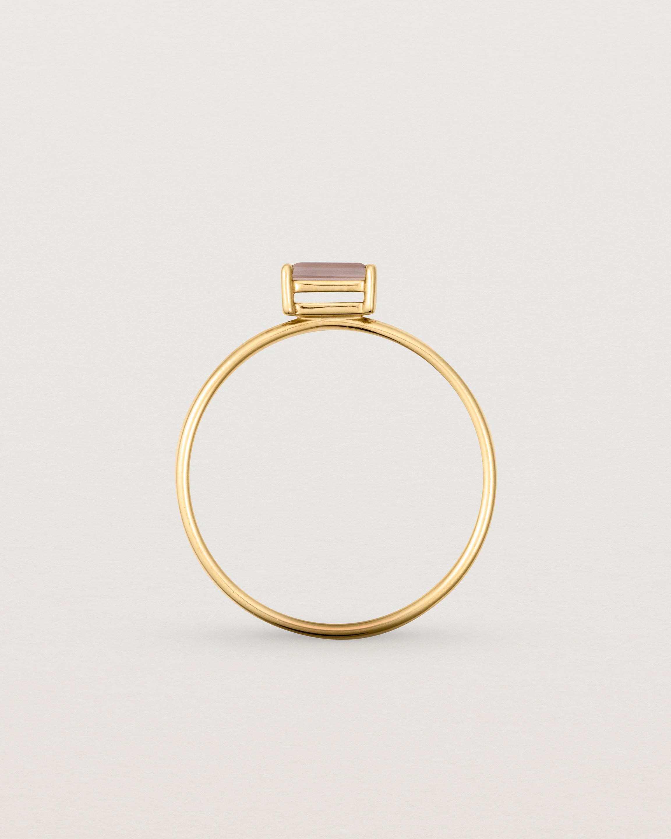 Standing view of the Horizontal Baguette Ring | Smokey Quartz in Yellow Gold.