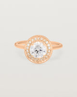 Front view of the Imogen Halo Ring | Laboratory Grown Diamonds in Rose Gold.