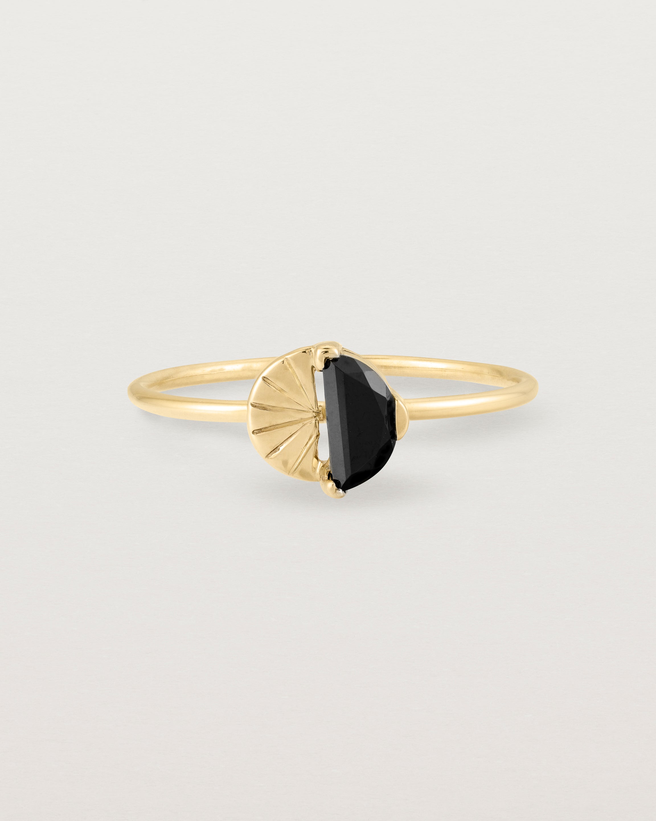 Front view of the Jia Stone Ring | Black Spinel in Yellow Gold.