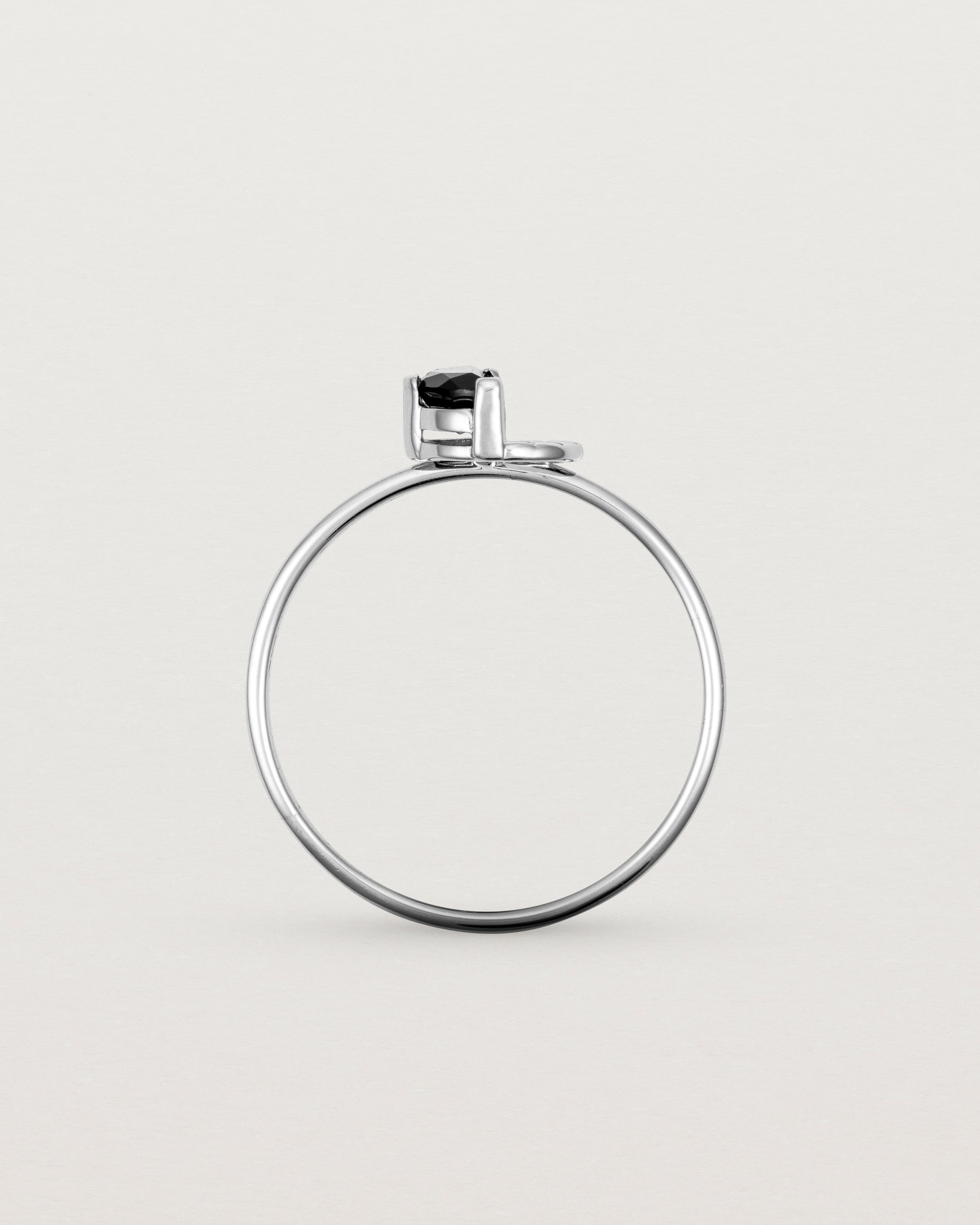 Standing view of the Jia Stone Ring | Black Spinel in Sterling Silver.