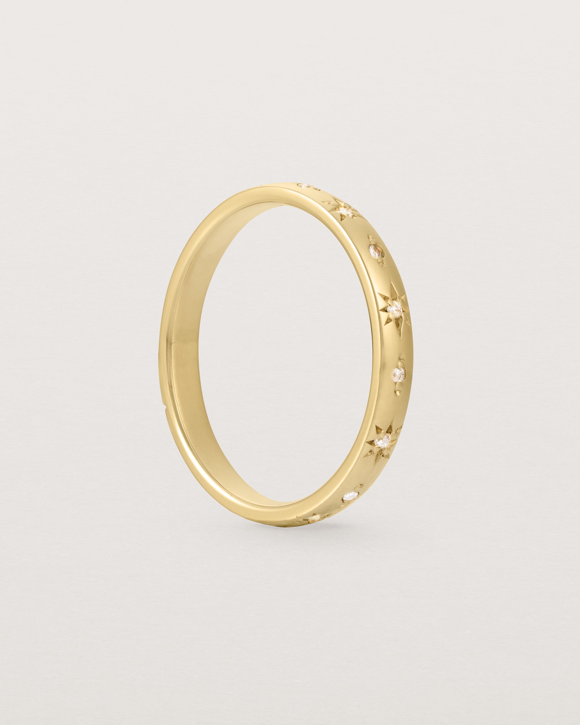 Standing view of the Leilani Ring | Diamonds | Yellow Gold. 