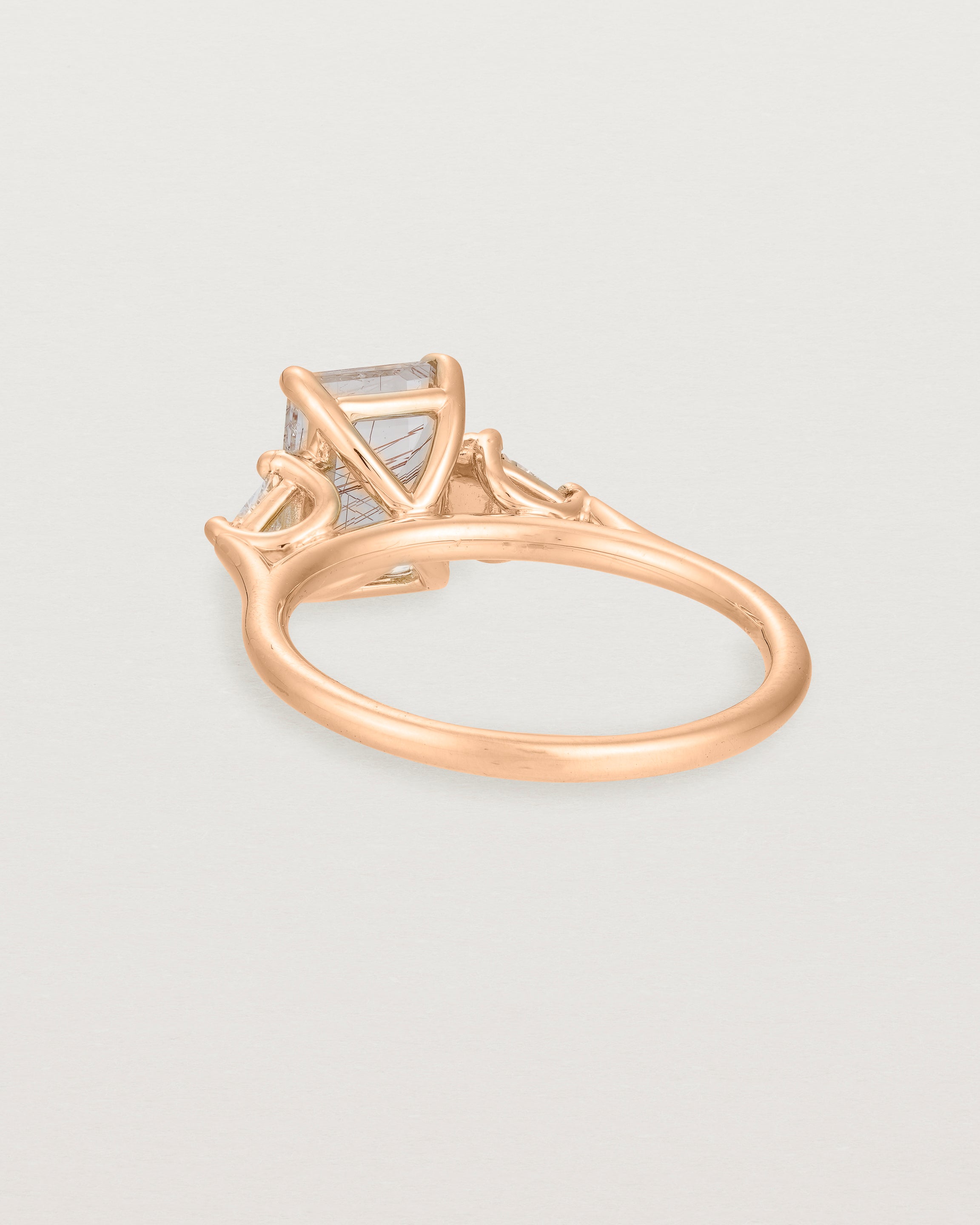 Back view of the Lille Ring | Rutilated Quartz & Diamonds | Rose Gold. 