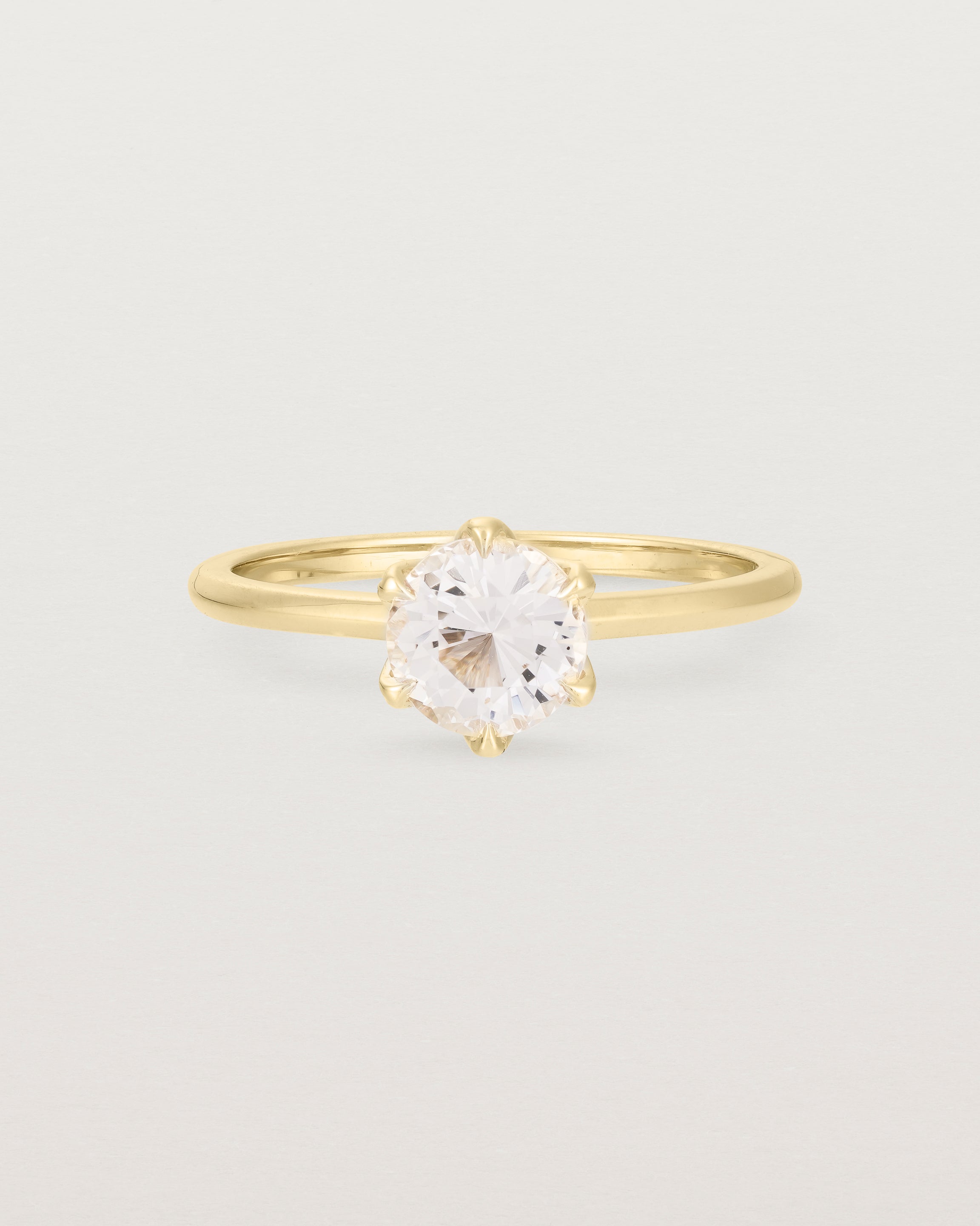 Front view of the Mandala Solitaire Ring | Morganite & Diamonds | Yellow Gold.