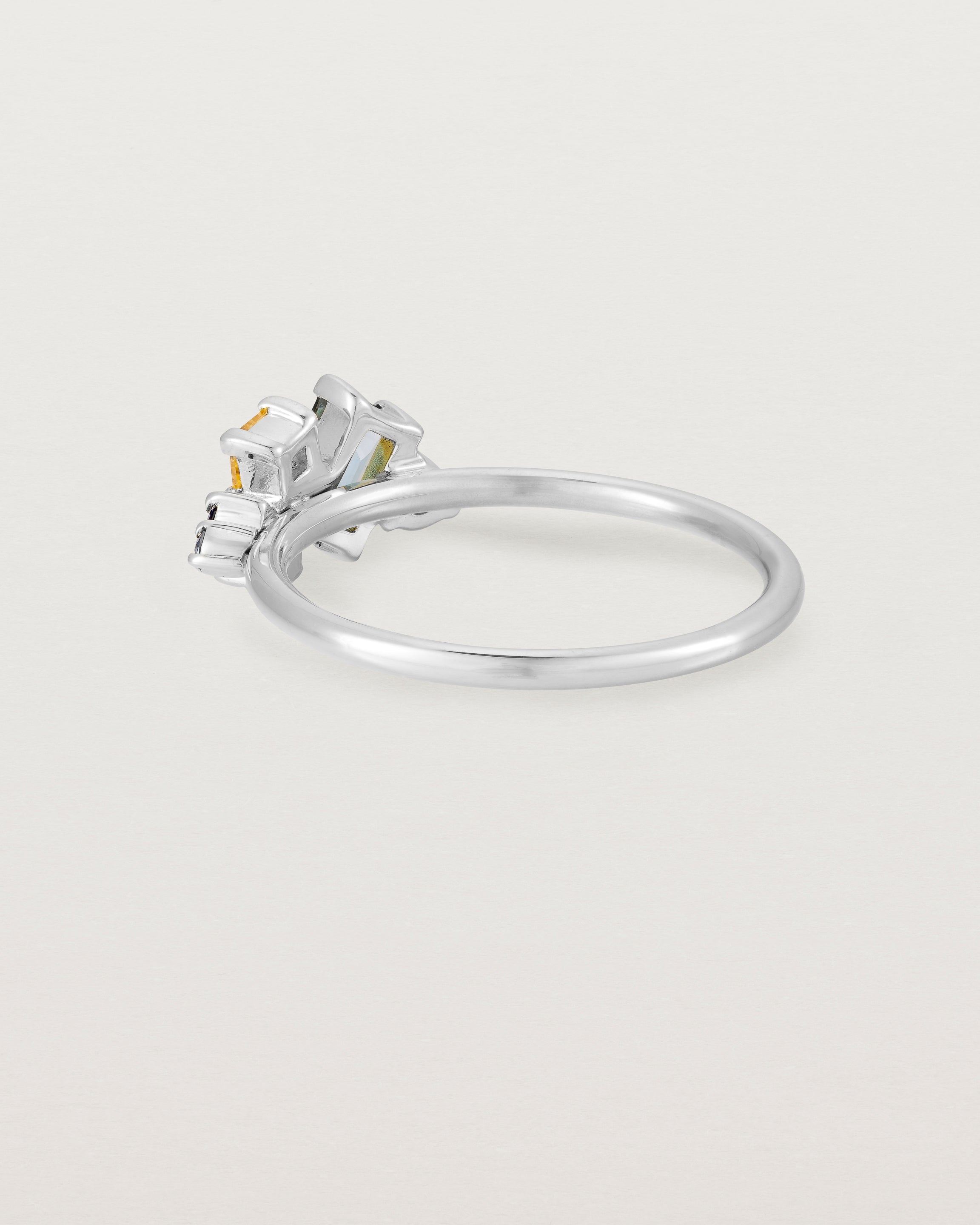 Back view of the Mei Cluster Ring | Coloured Stones in White Gold.