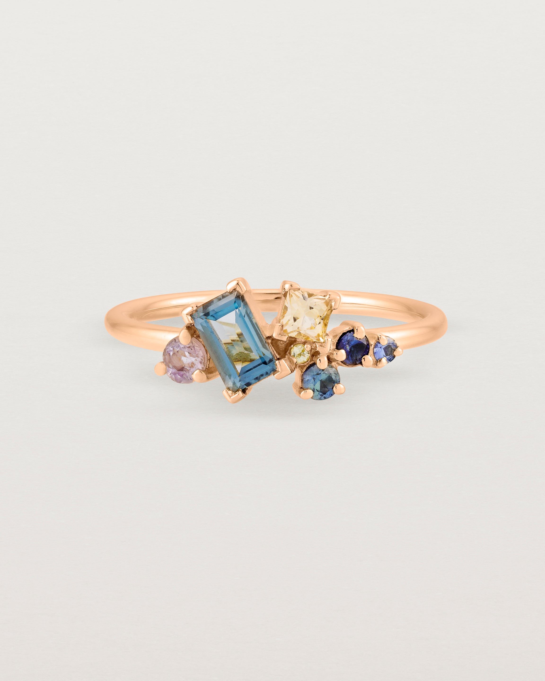 Front view of the Mei Cluster Ring | Coloured Stones in Rose Gold.