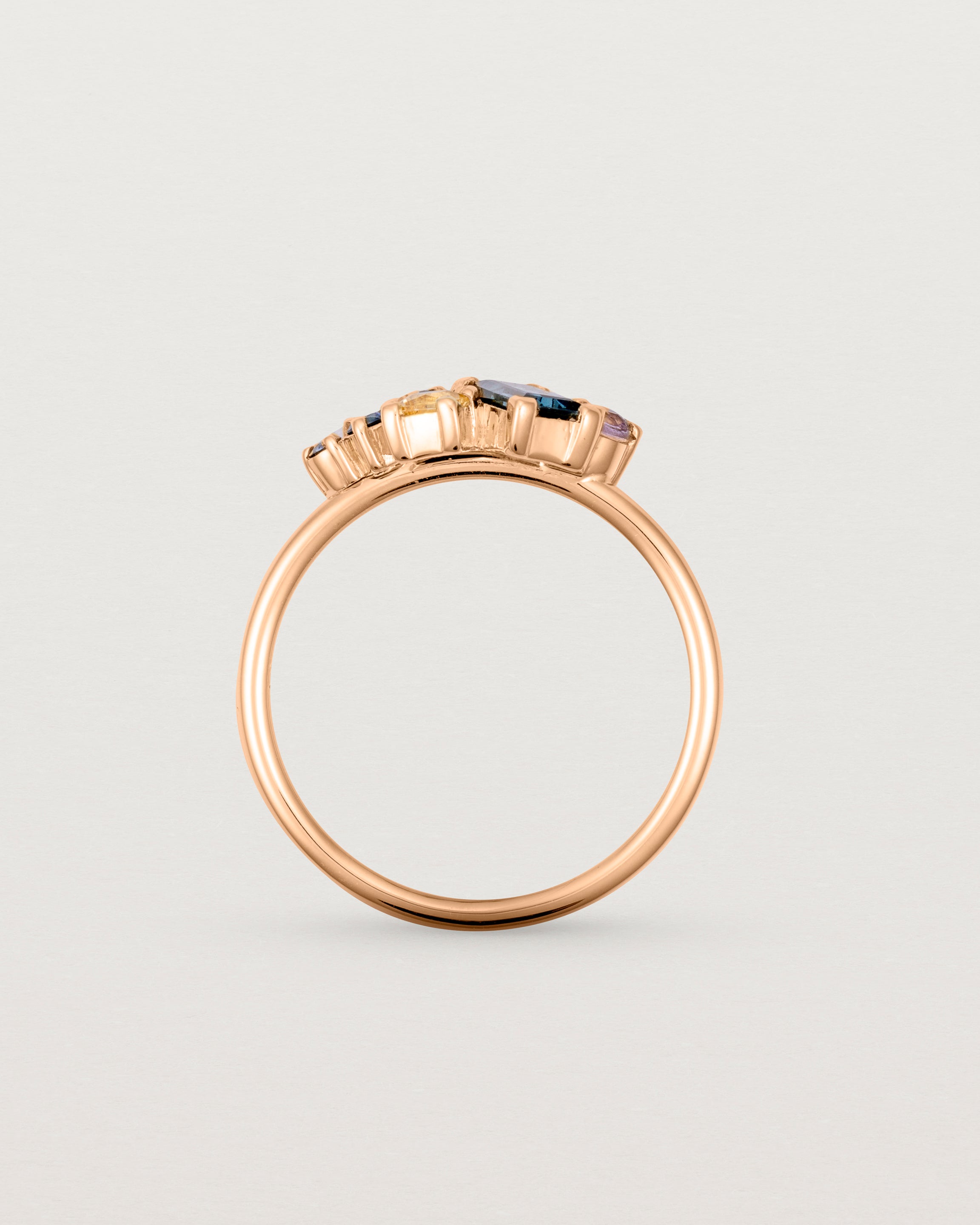 Standing view of the Mei Cluster Ring | Coloured Stones in Rose Gold.