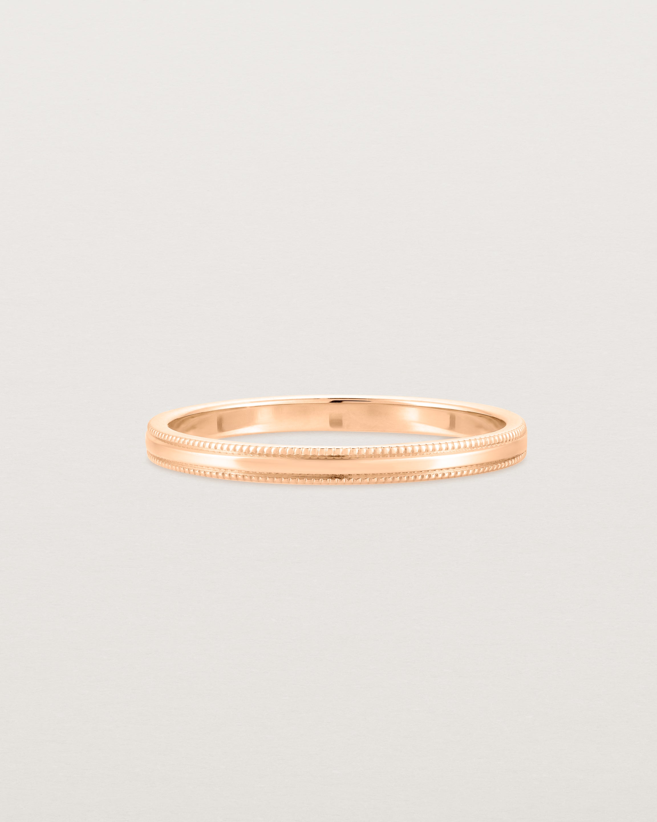 Front view of the Millgrain Wedding Ring | 2mm in Rose Gold.