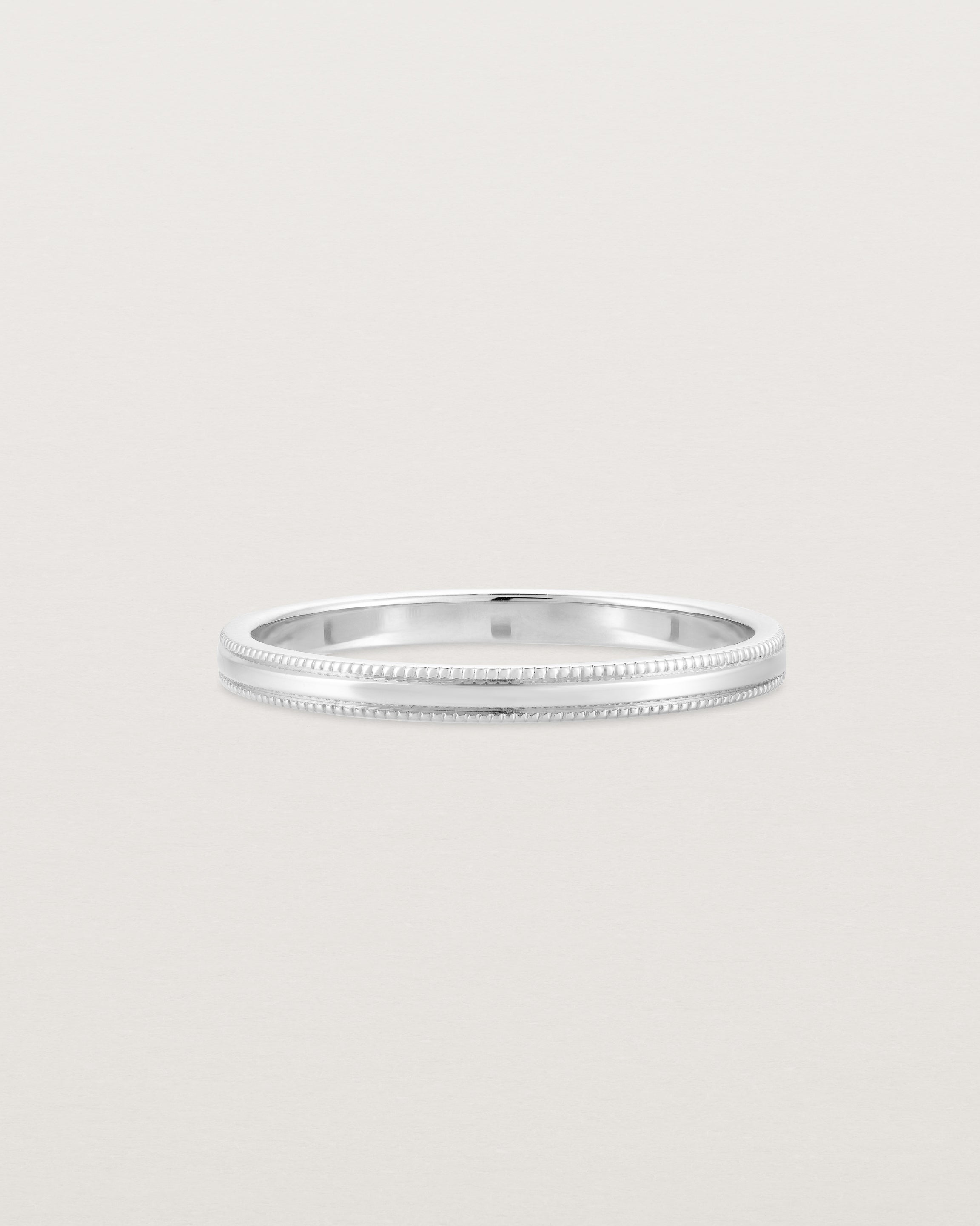 Front view of the Millgrain Wedding Ring | 2mm in White Gold.