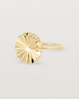 Angled view of the Pan Ring in Yellow Gold.