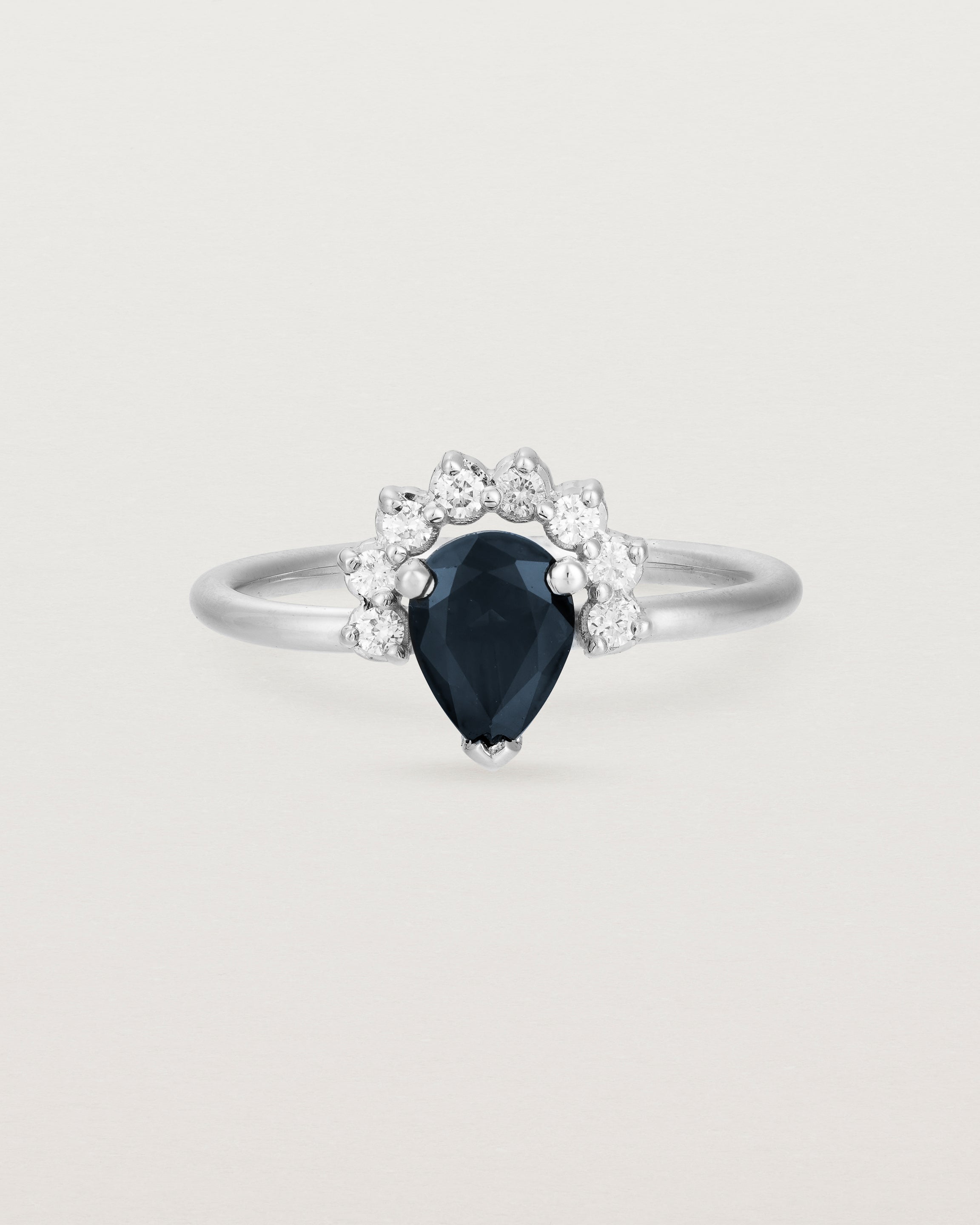 Front view of the Posie Ring | Rutilated Quartz & Diamonds | White Gold.