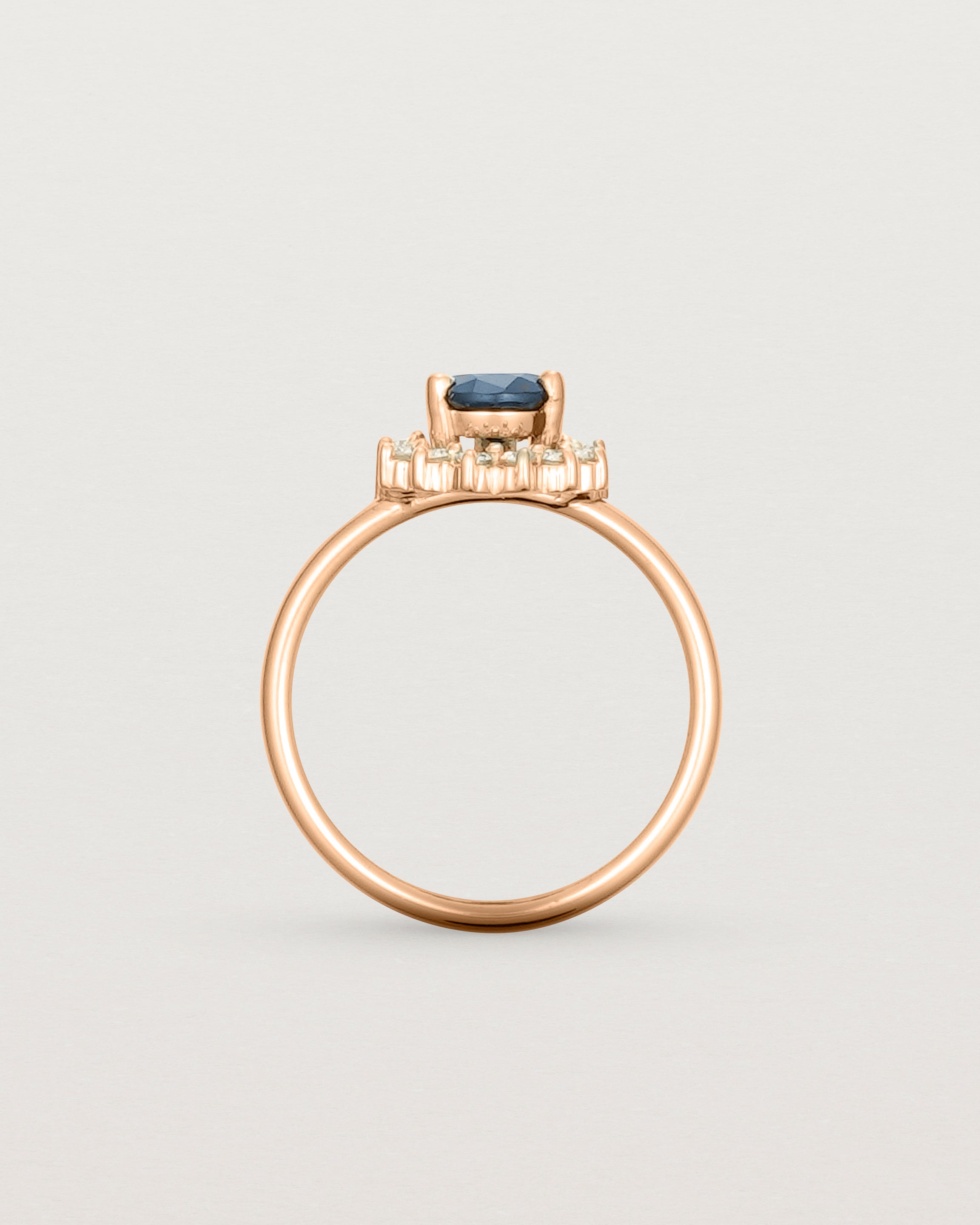 Standing view of the Posie Ring | Rutilated Quartz & Diamonds | Rose Gold.