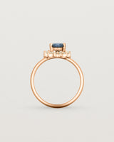 Standing view of the Posie Ring | Rutilated Quartz & Diamonds | Rose Gold.