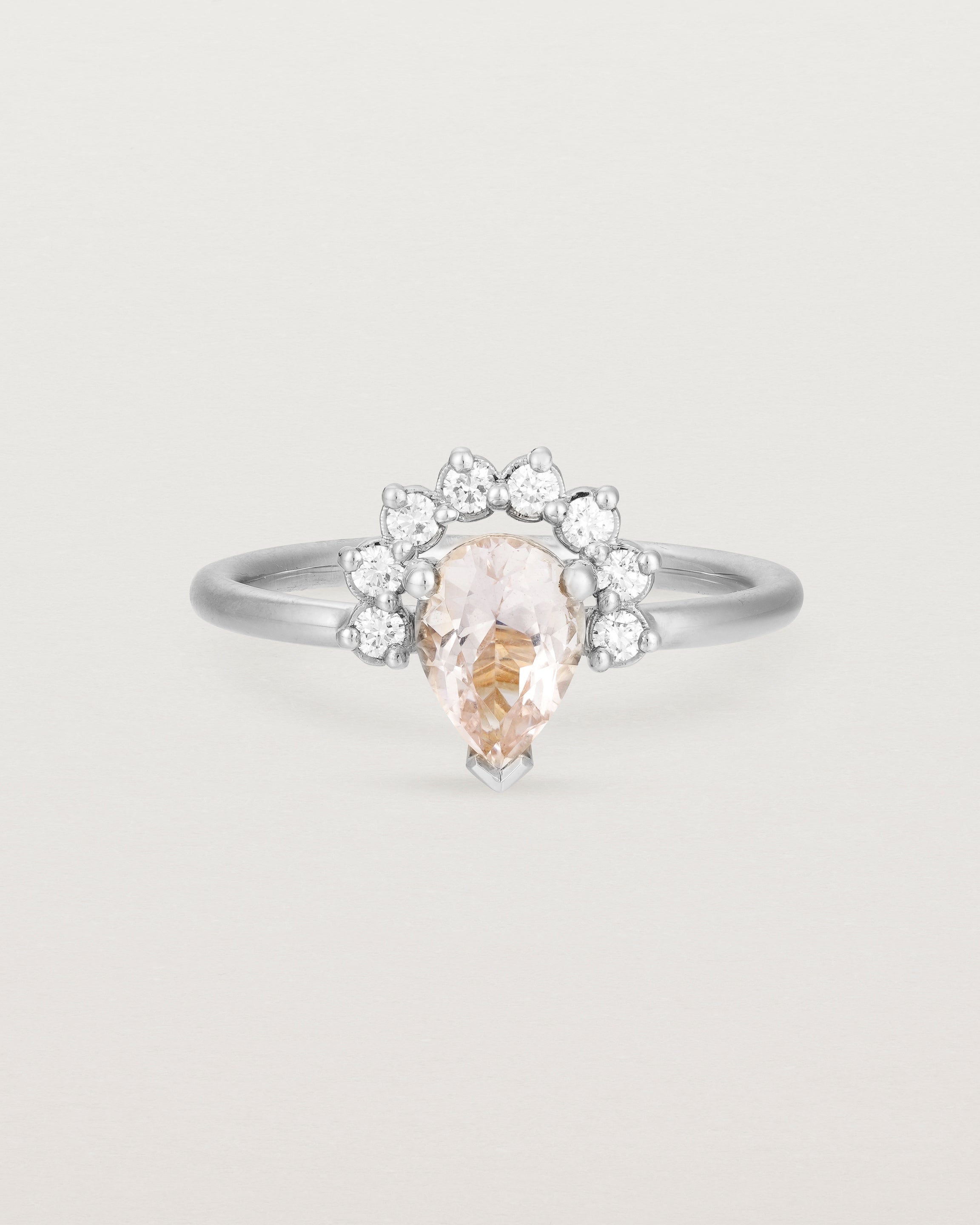 Front view of the Rose Ring | Morganite & Diamonds | White Gold.
