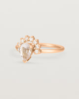 Angled view of the Rose Ring | Morganite & Diamonds | Rose Gold.