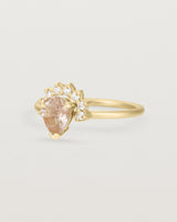 Angled view of the Rose Ring | Rutilated Quartz & Diamonds | Yellow Gold.