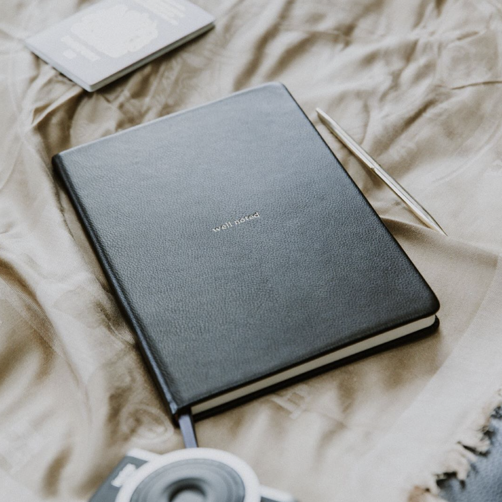 High quality black leather Notebook by Wellnoted