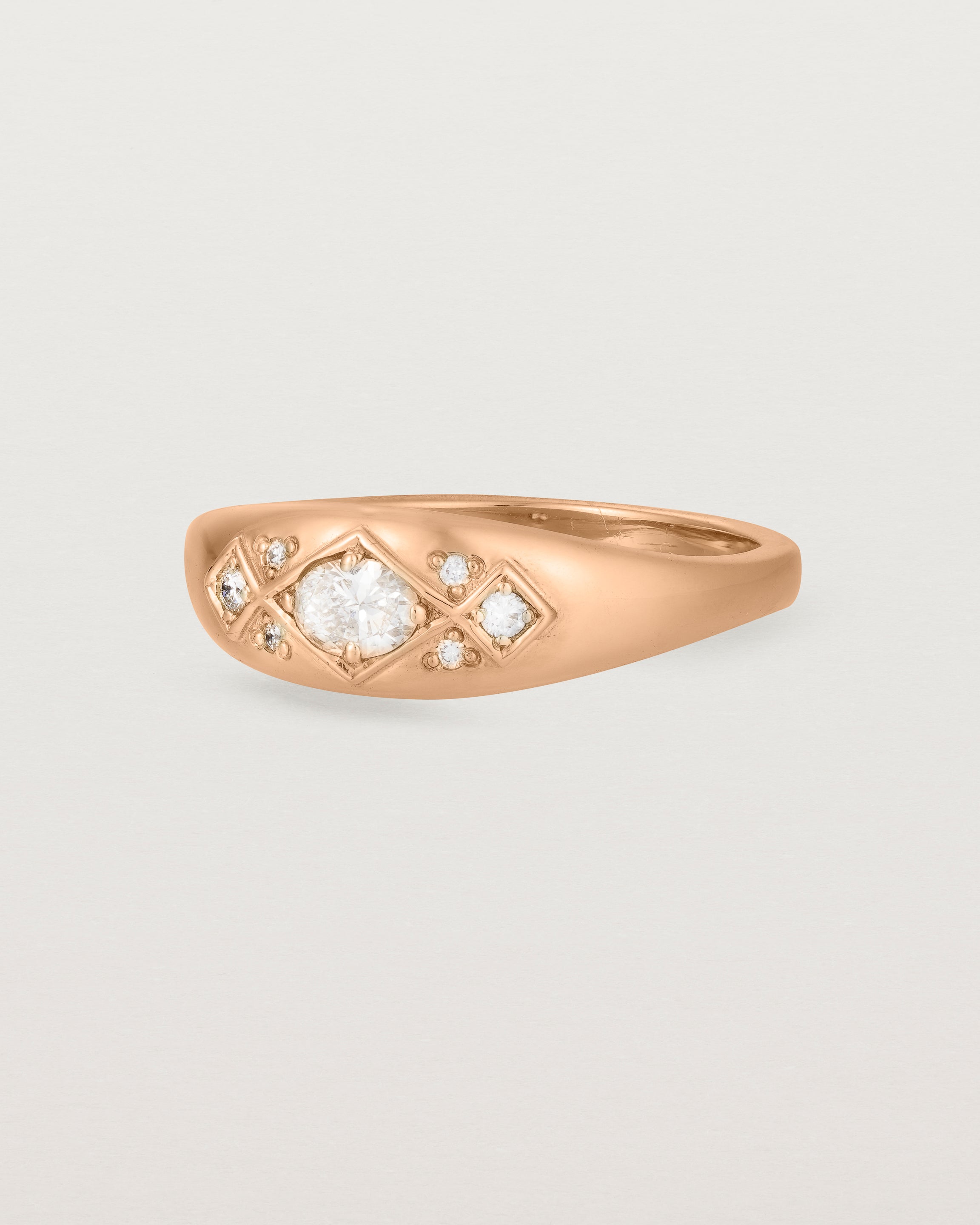 Angled view of the Seule Cheri Ring | Diamonds | Rose Gold.