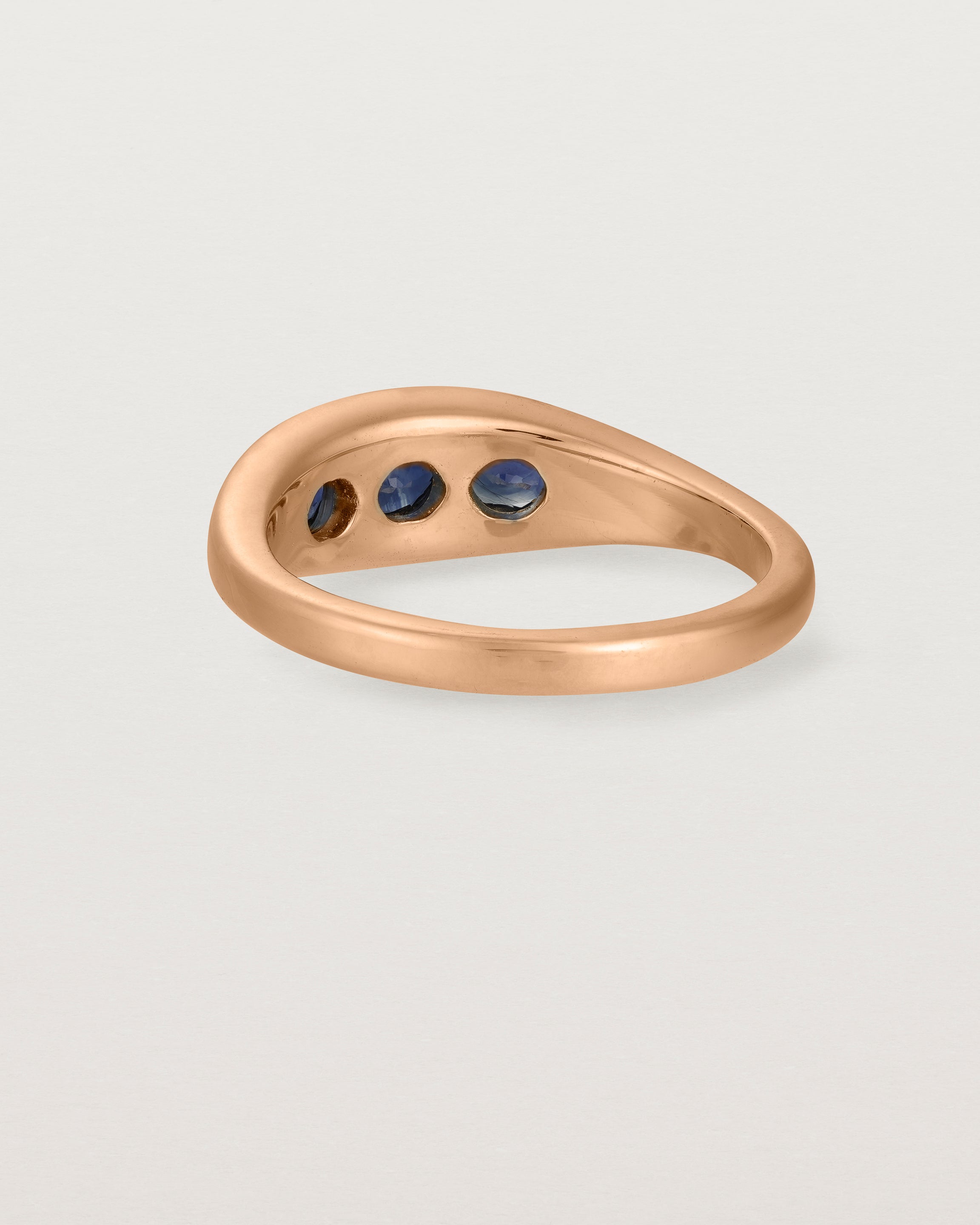 Back view of the Seule Trinity Ring | Australian Sapphires | Rose Gold.