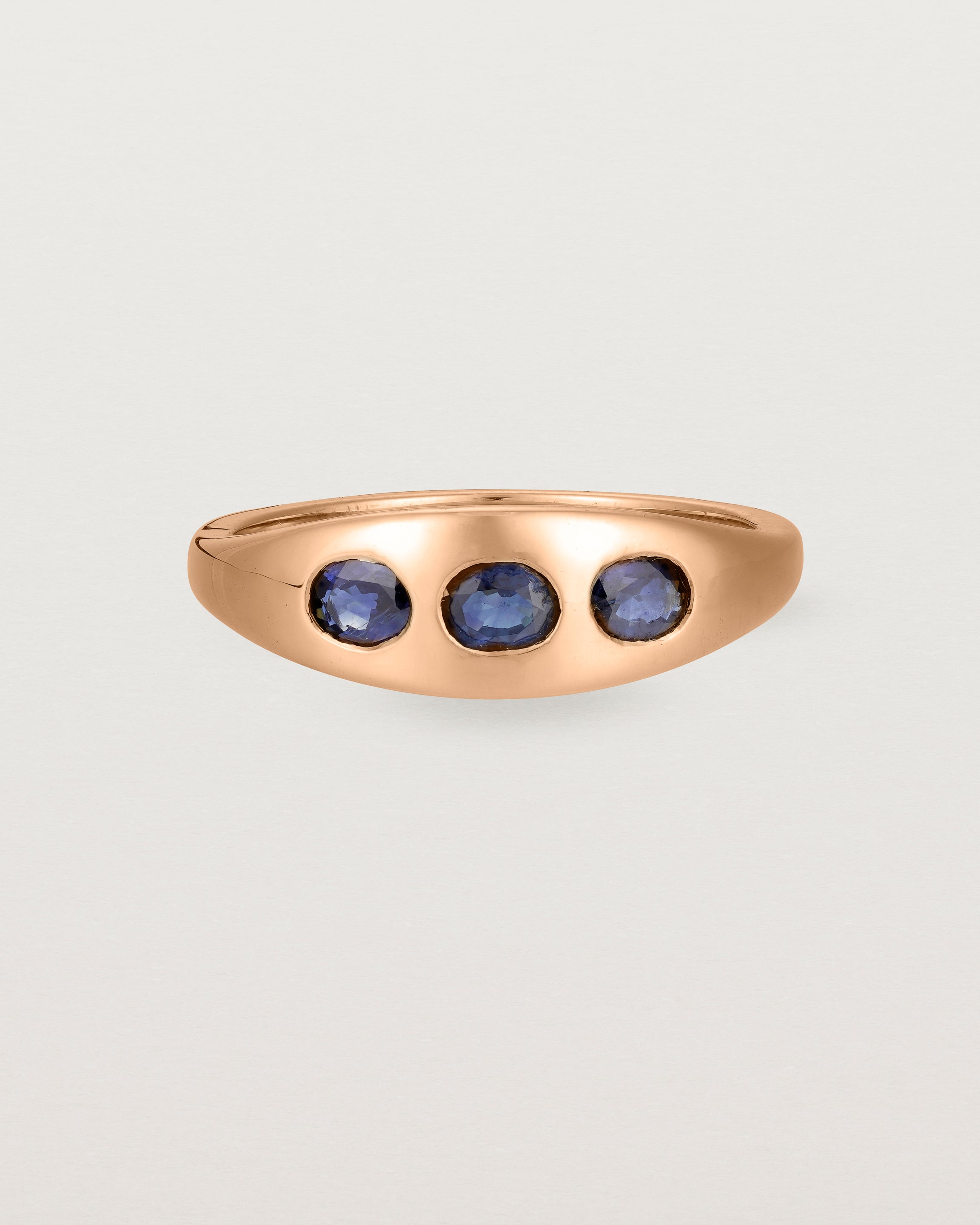 Front view of the Seule Trinity Ring | Australian Sapphires | Rose Gold.