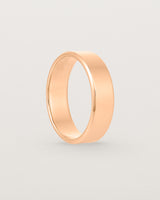 Standing view of the Chamfered Wedding Ring | 6mm in Rose Gold.