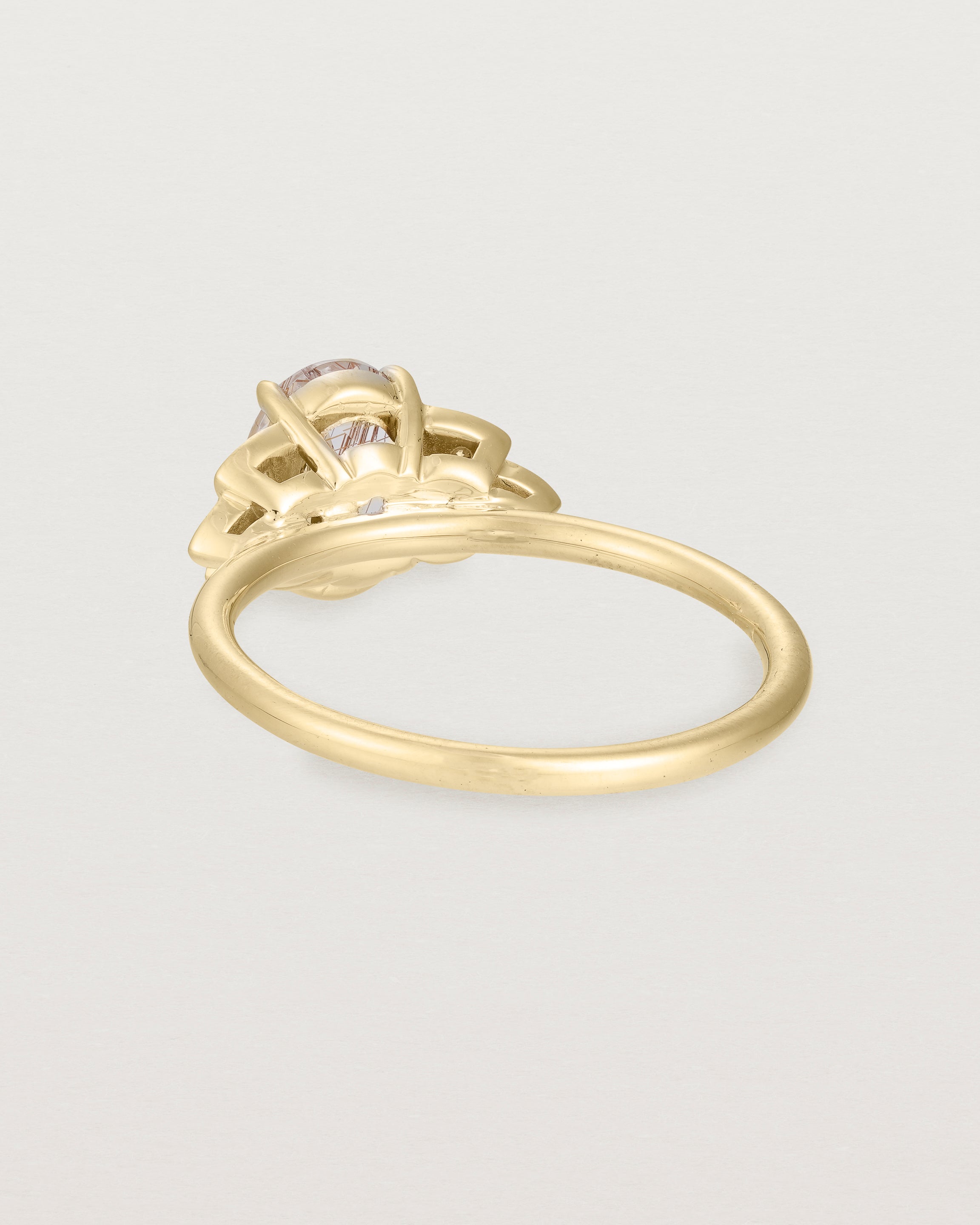 Back view of the Winnie Ring | Rutilated Quartz & Diamonds | Yellow Gold.