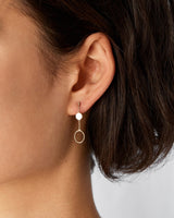 A woman wearing the Aiyana Earrings in Yellow Gold