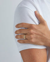 Male wearing the Organic Wedding Ring | 6mm in Yellow Gold. 