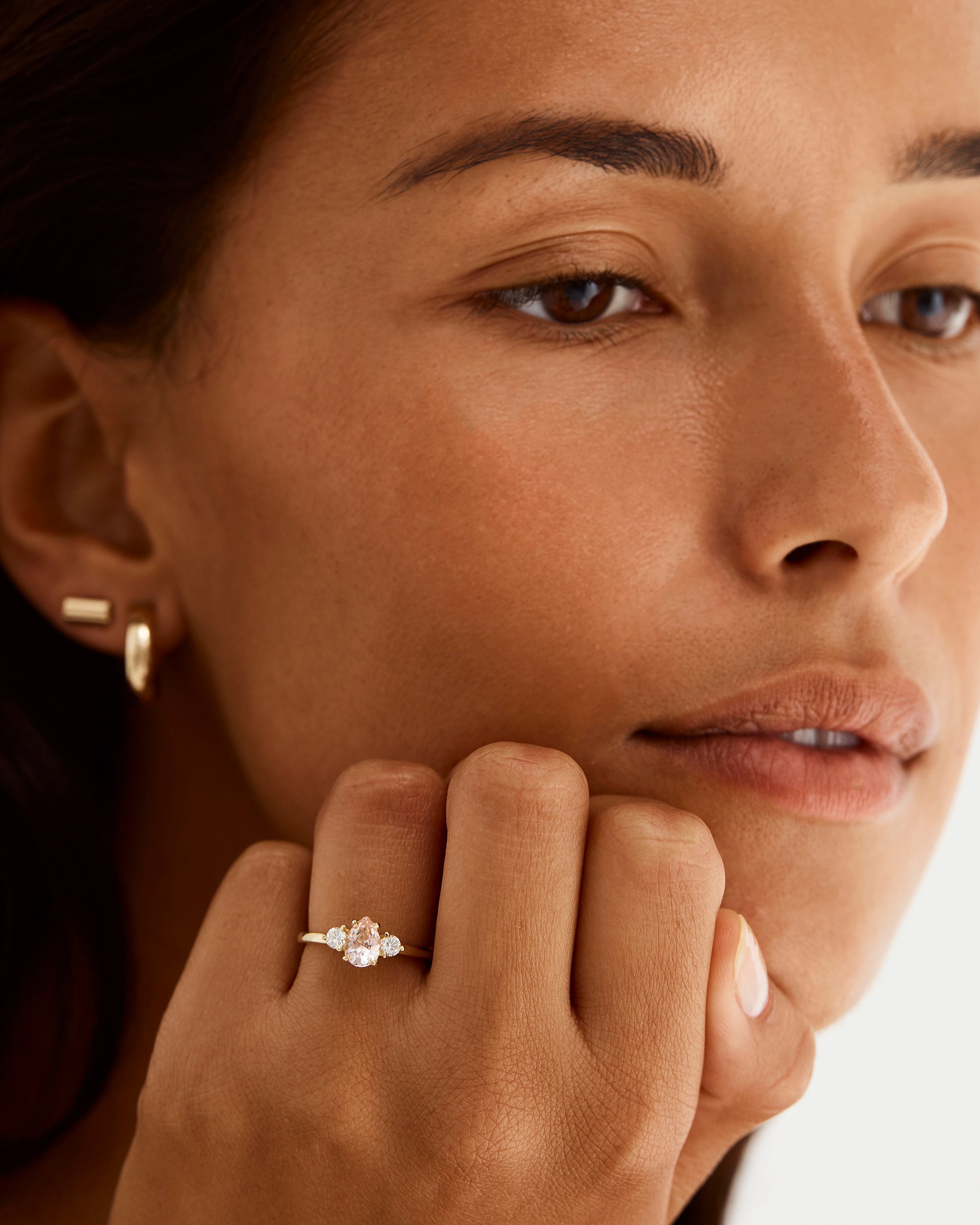 Una Pear Trio Ring Morganite Diamonds