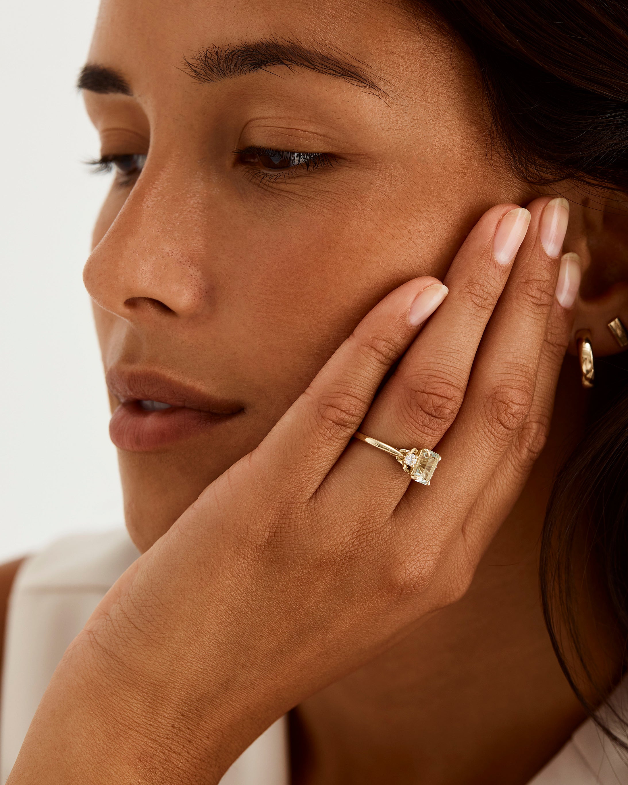 Laurel Emerald Trio Ring