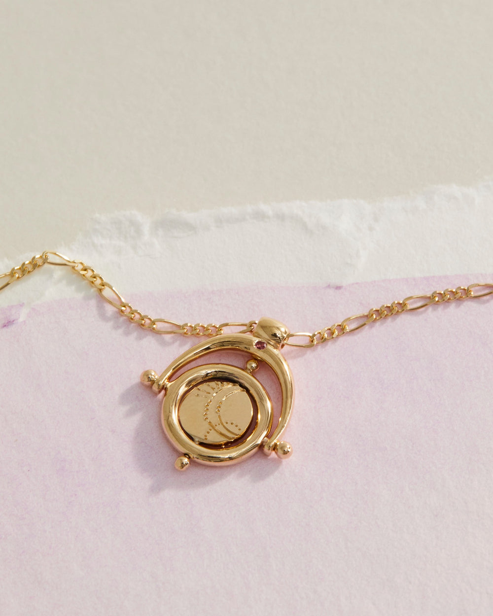 The Sollune Necklace with accent birthstone customisation. 
