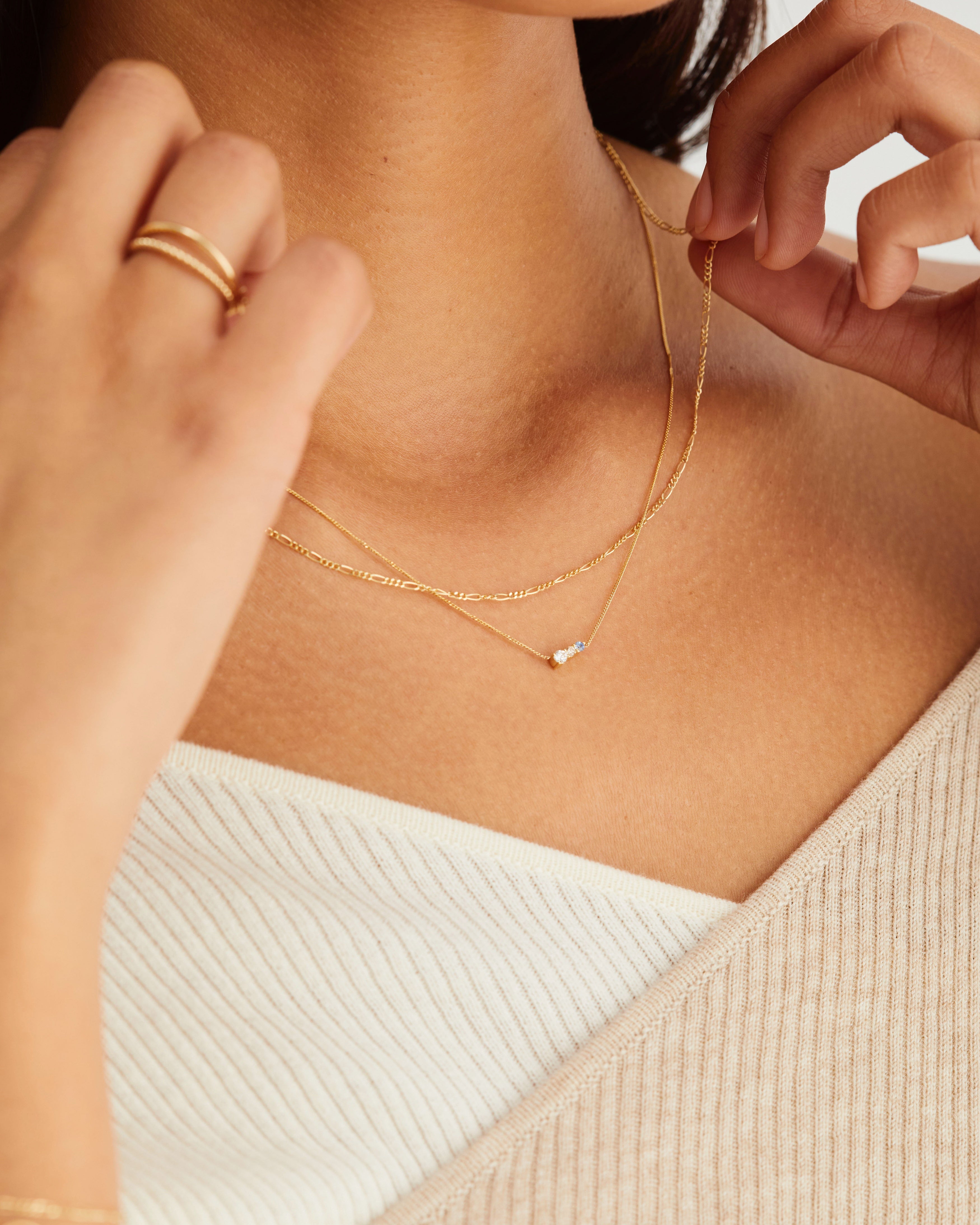 Ode Necklace Diamonds Ceylon Sapphire White Gold Natalie