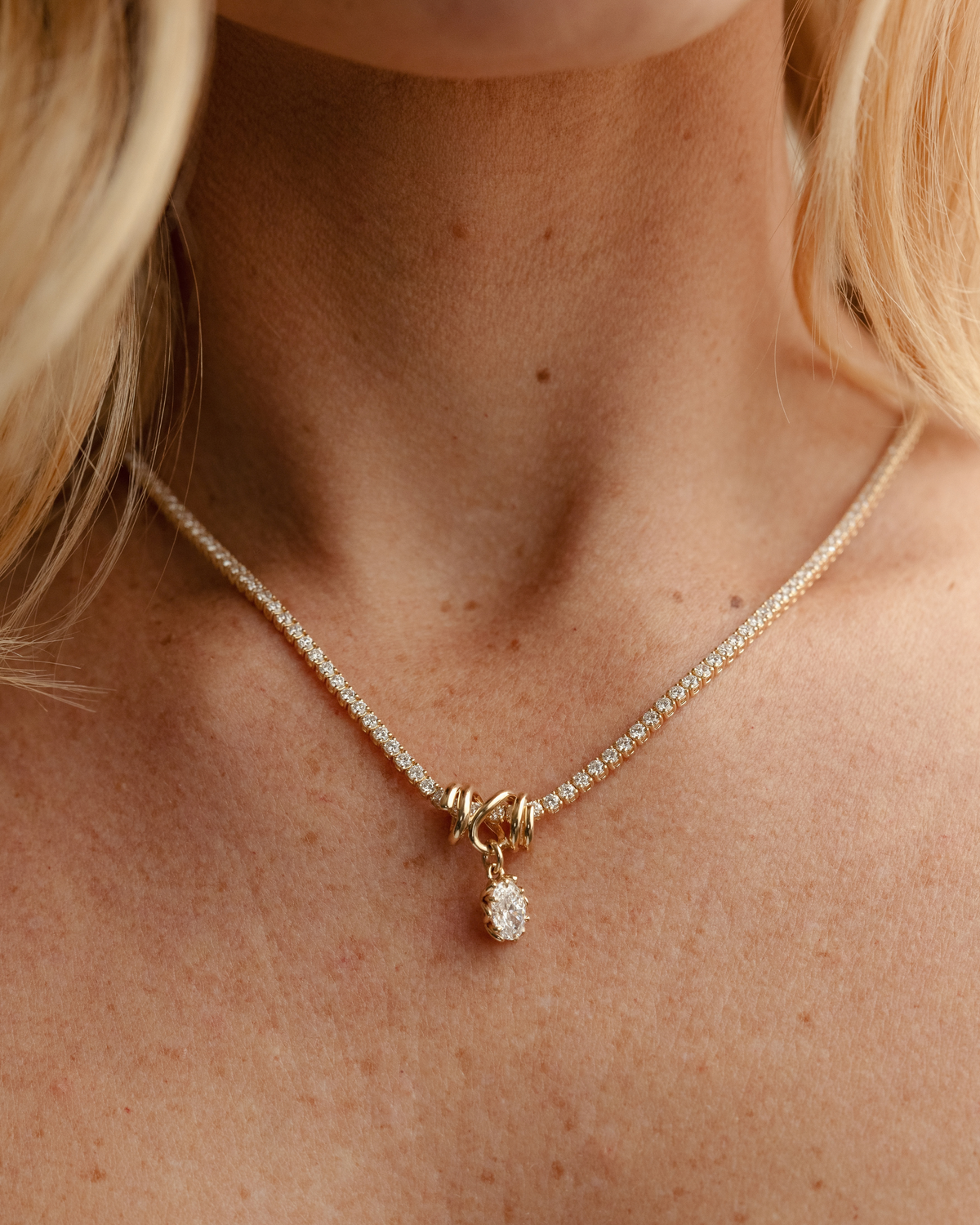 Leora x Fold x Eirene Charm Necklace | Oval Laboratory Grown Diamonds