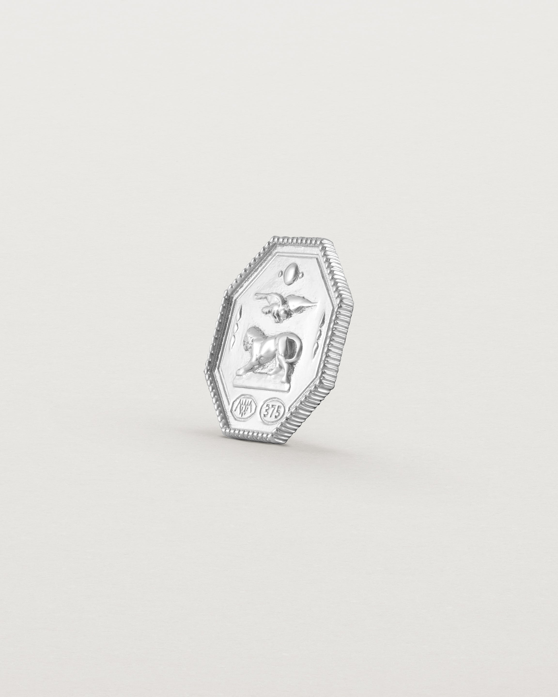 Side angle of the Sterling silver six pence coin.