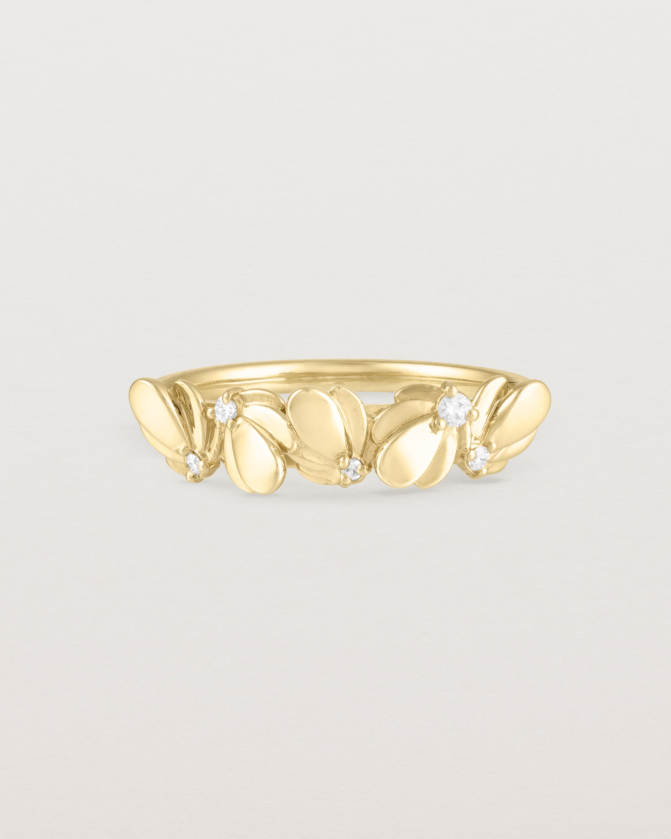 Front view of the Aeris Wrap Ring | Diamonds in Yellow Gold.