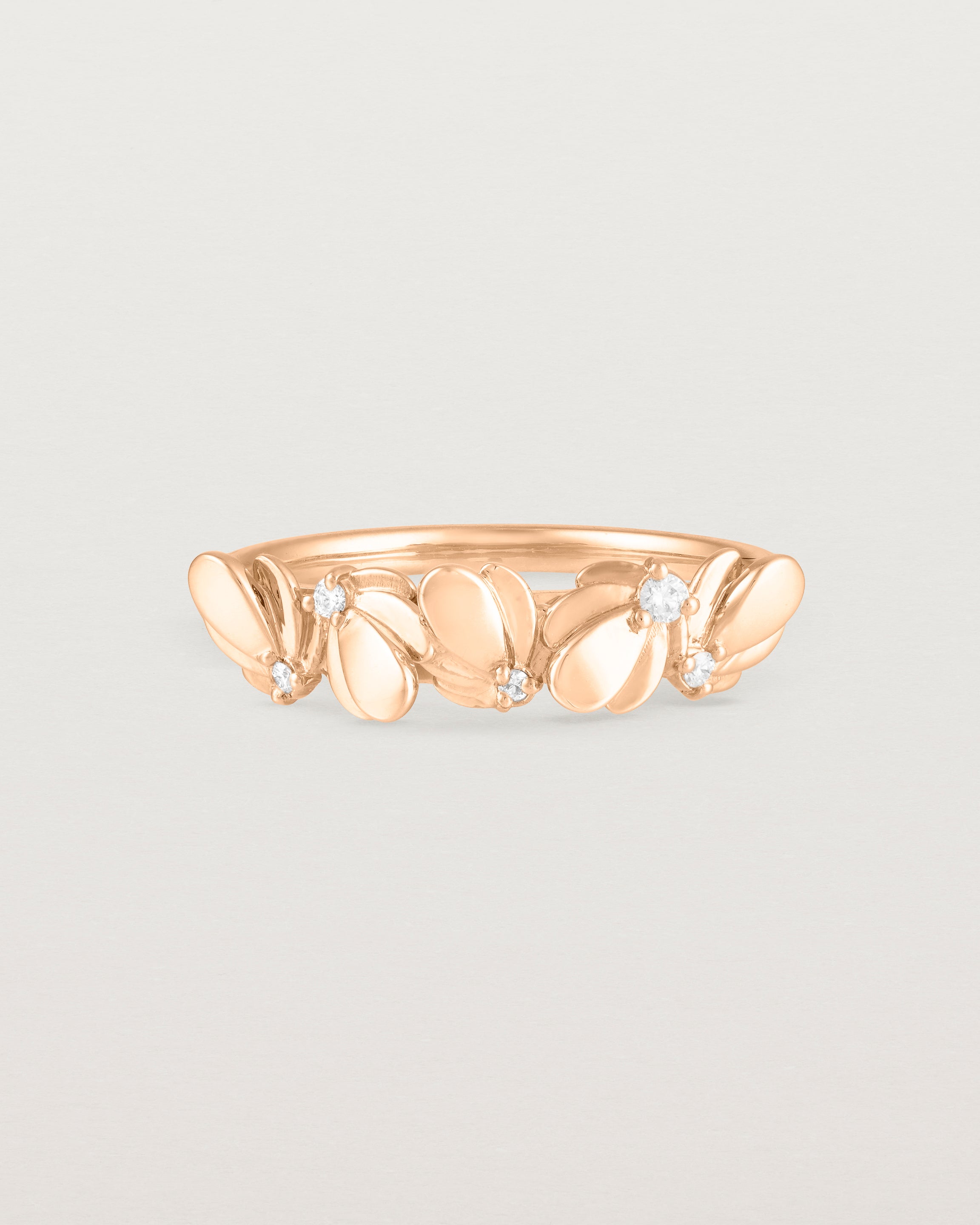 Front view of the Aeris Wrap Ring | Diamonds in Rose Gold.