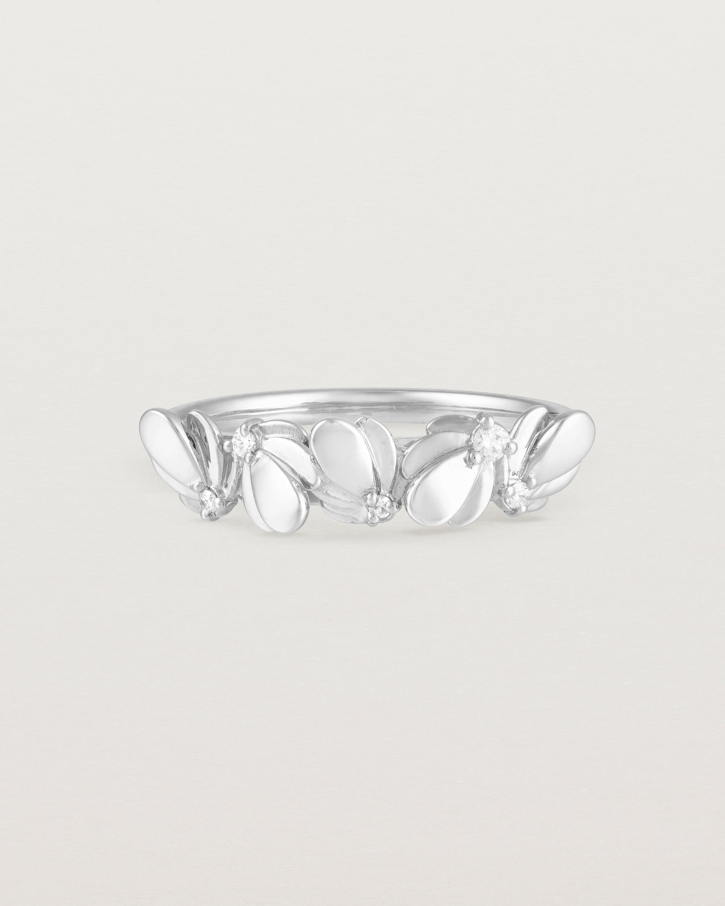 Front view of the Aeris Wrap Ring | Diamonds in White Gold.