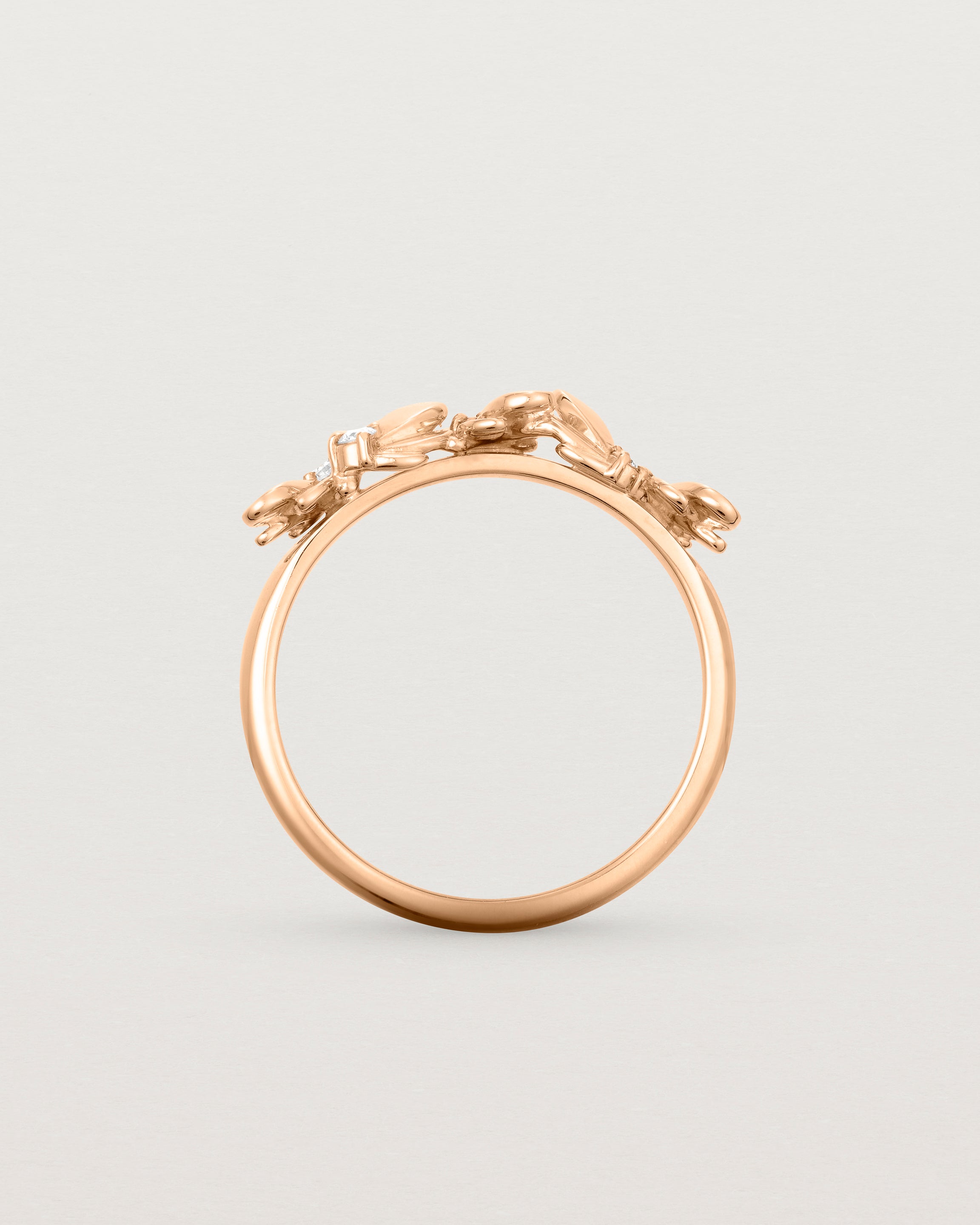 Standing view of the Aeris Wrap Ring | Diamonds in Rose Gold.