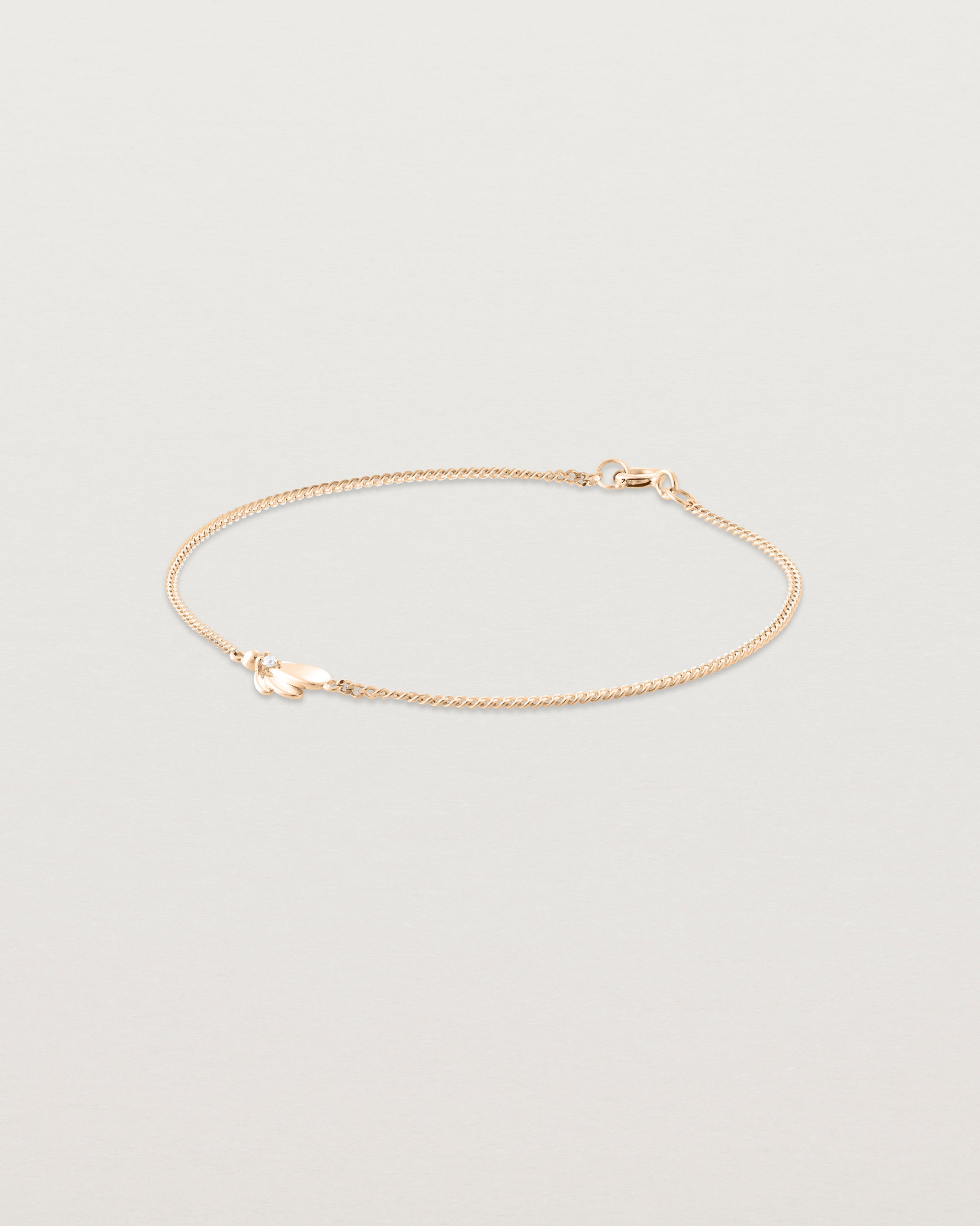 Angled view of the Aeris Bracelet | Diamond in Rose Gold.
