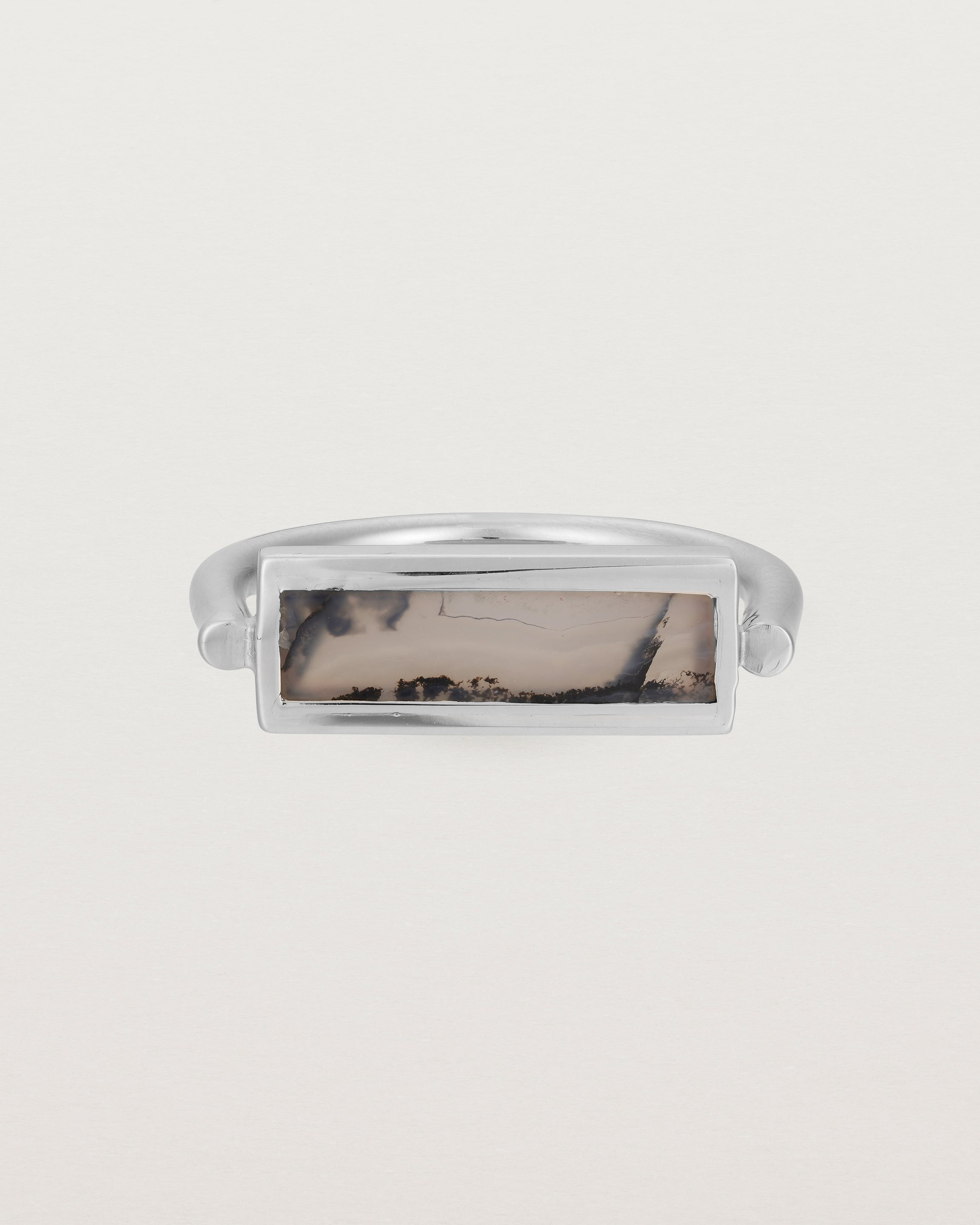 Front view of Fine Agate Cuff Ring in Sterling Silver