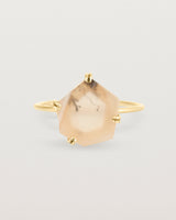 Agate stone ring in yellow gold