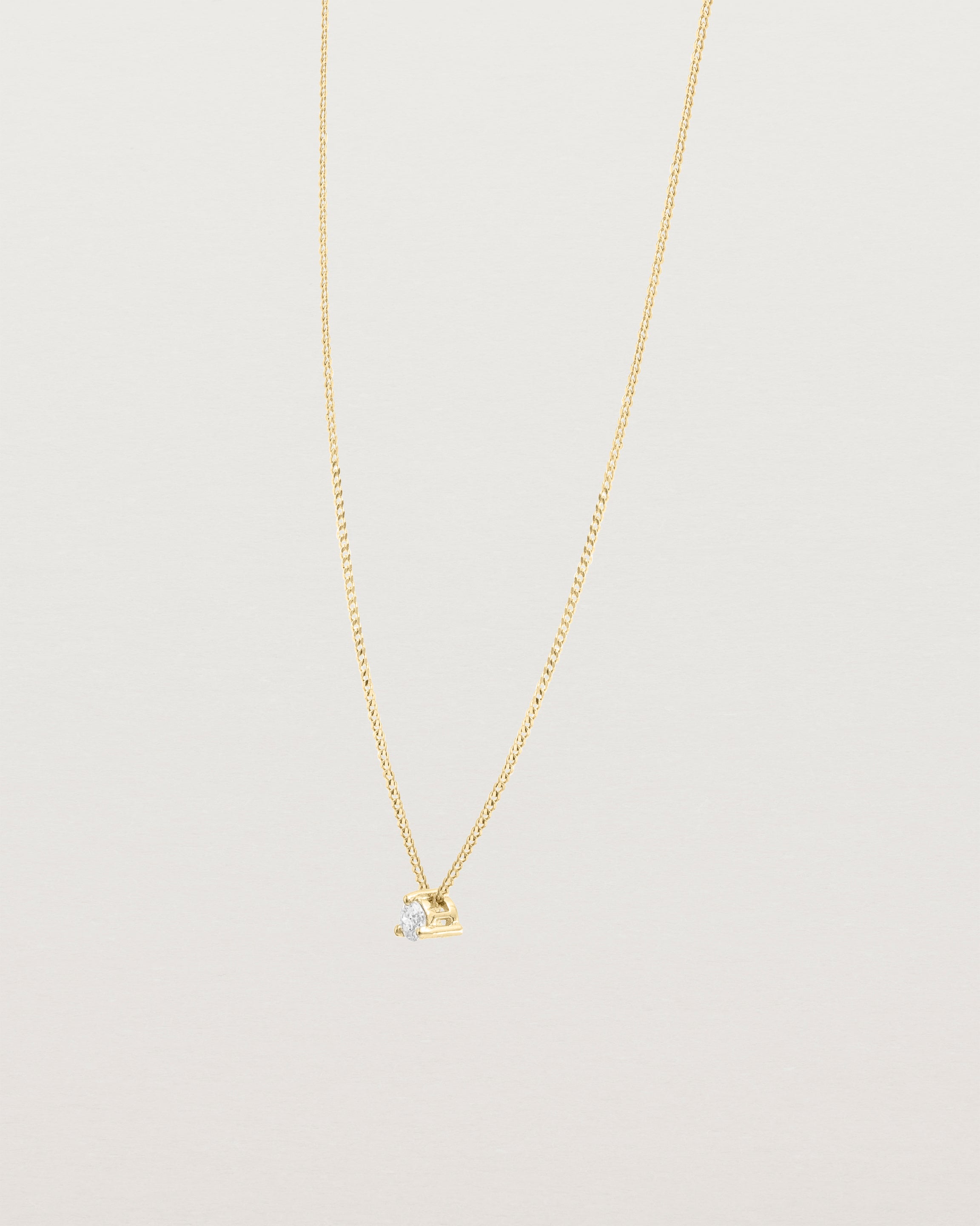 Angled view of the Aiona Slider Necklace | Old Cut Diamond | Yellow Gold.