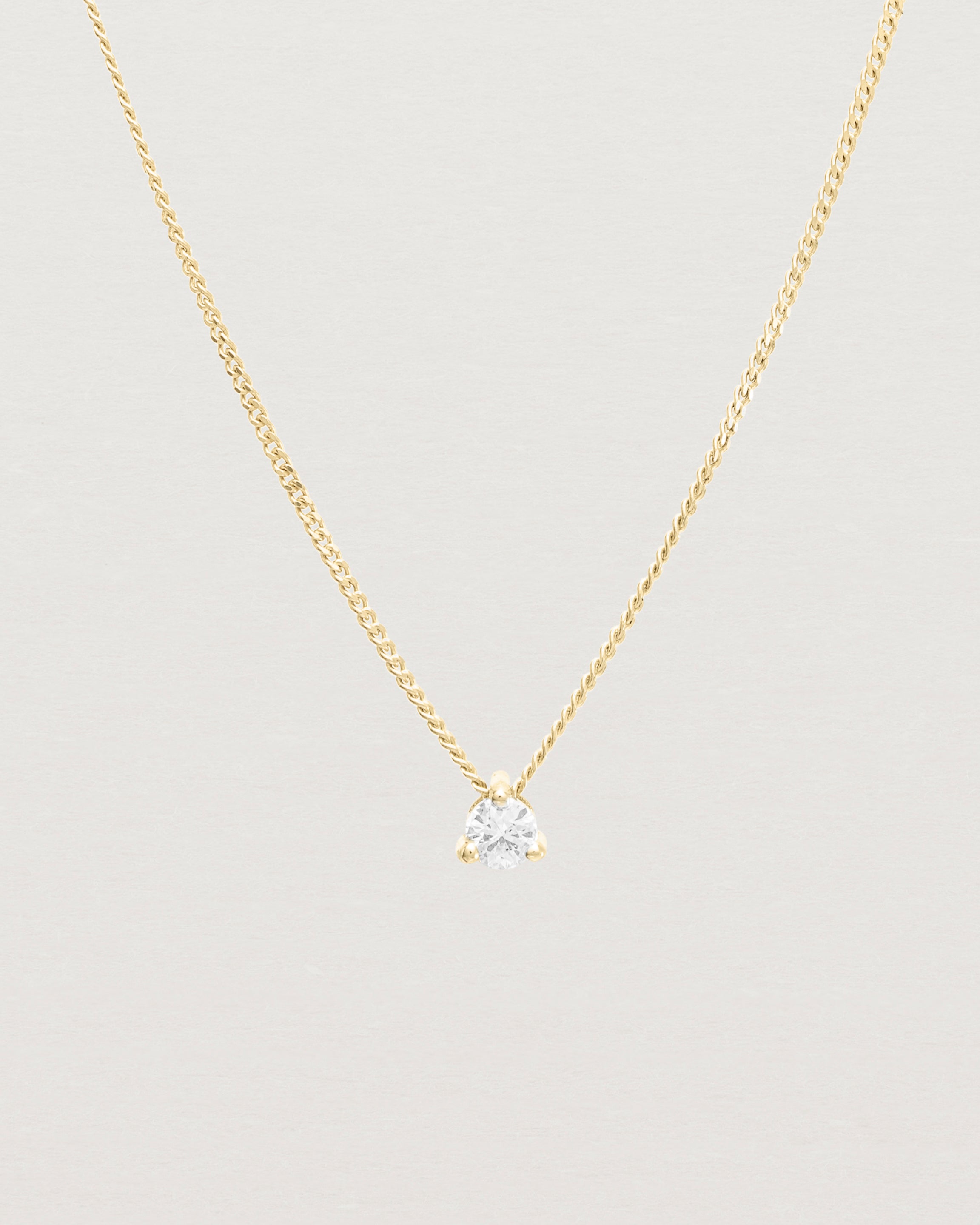 Front view of the Aiona Slider Necklace | Old Cut Diamond | Yellow Gold.