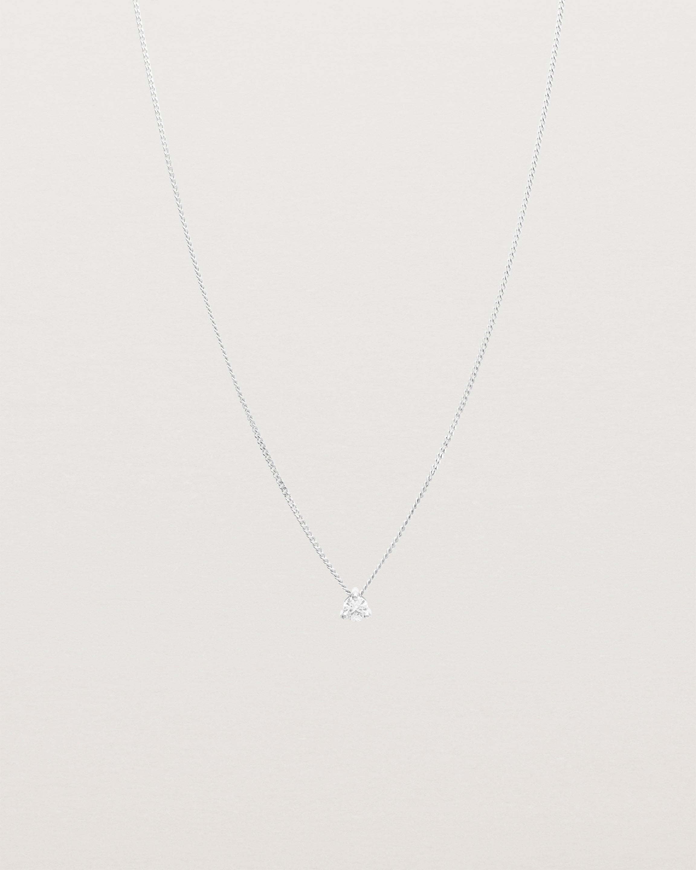 Full view of the Aiona Slider Necklace | Old Cut Diamond | White Gold.