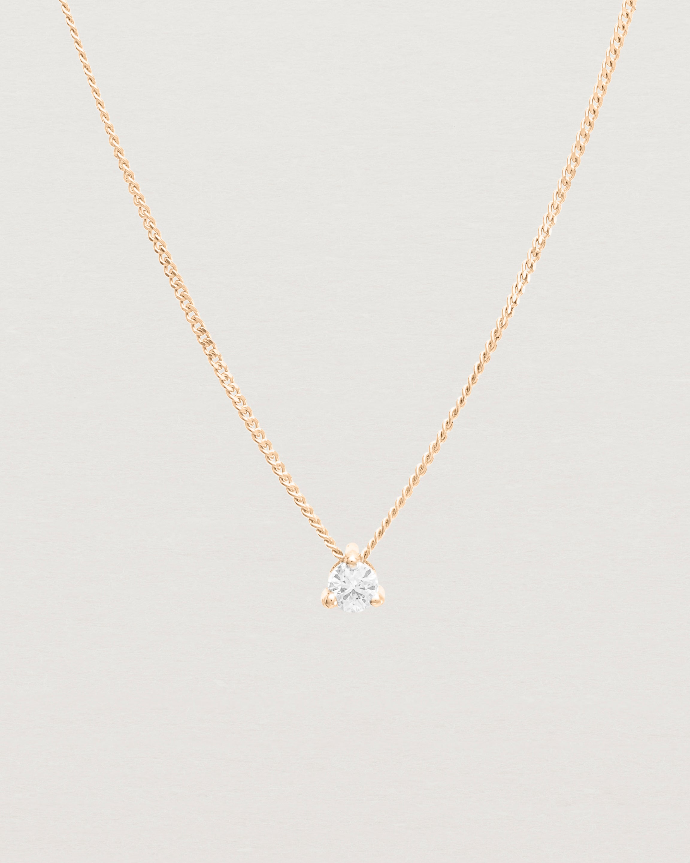 Front view of the Aiona Slider Necklace | Old Cut Diamond | Rose Gold.