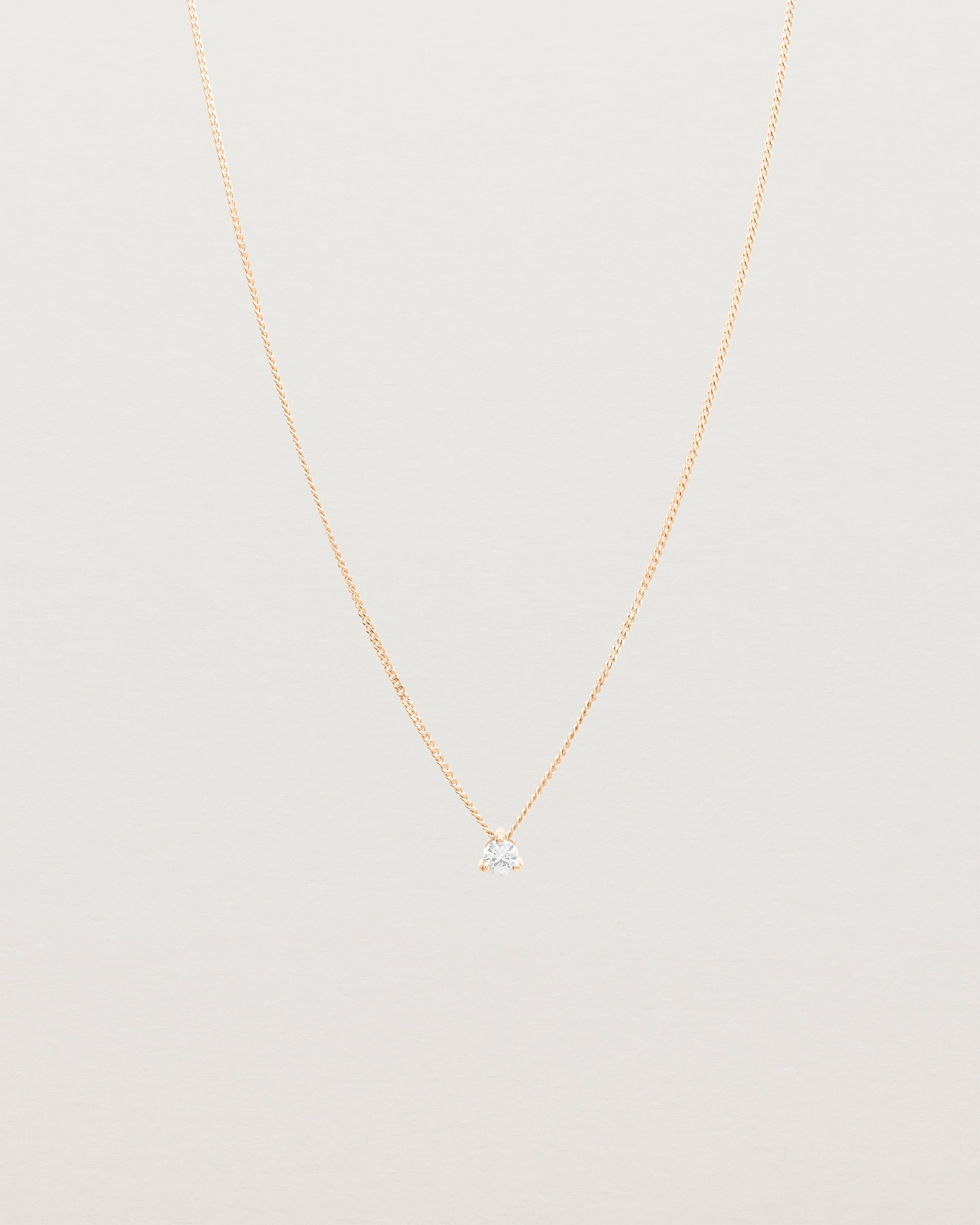 Full view of the Aiona Slider Necklace | Old Cut Diamond | Rose Gold.