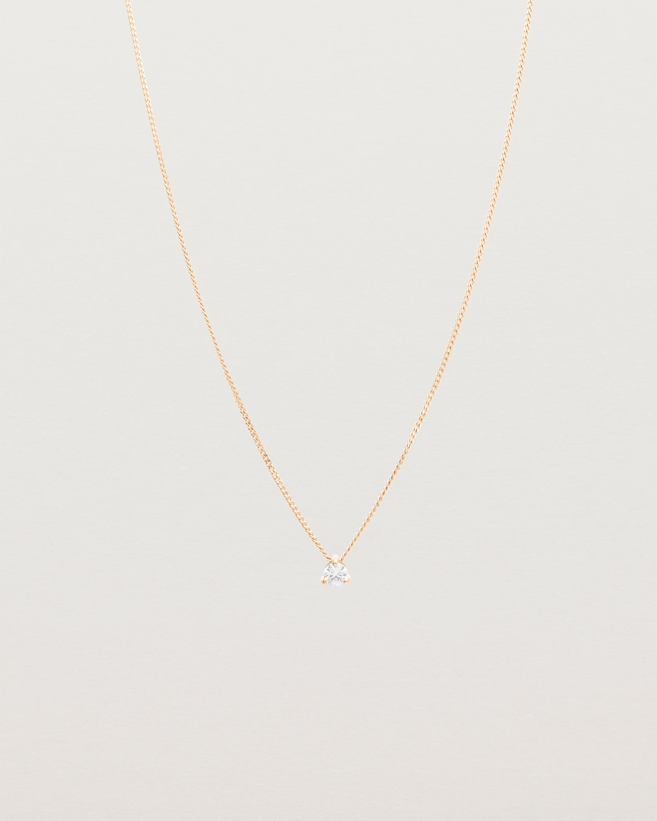 Full view of the Aiona Slider Necklace | Old Cut Diamond | Rose Gold.