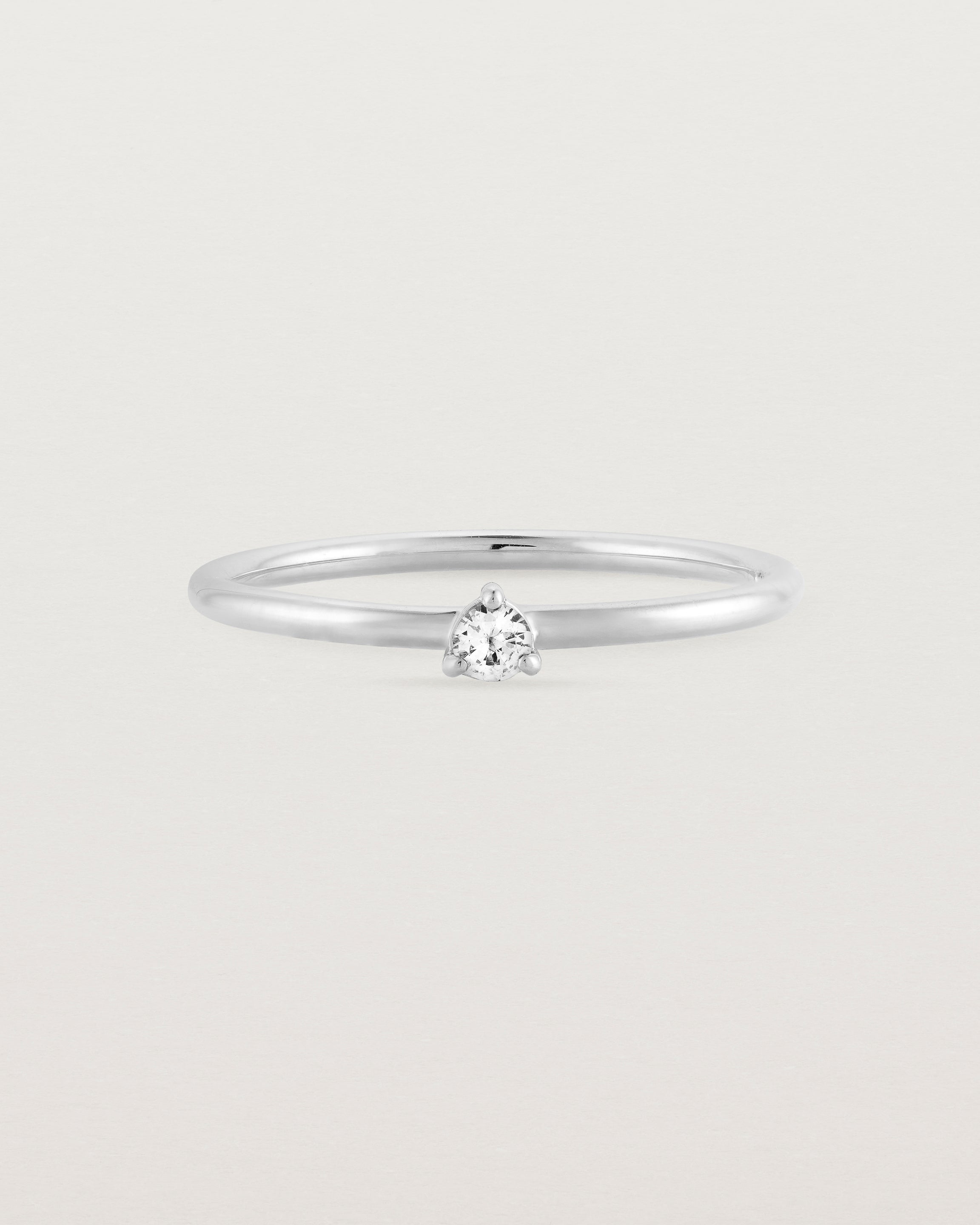 Single solitaire white diamond ring in white gold