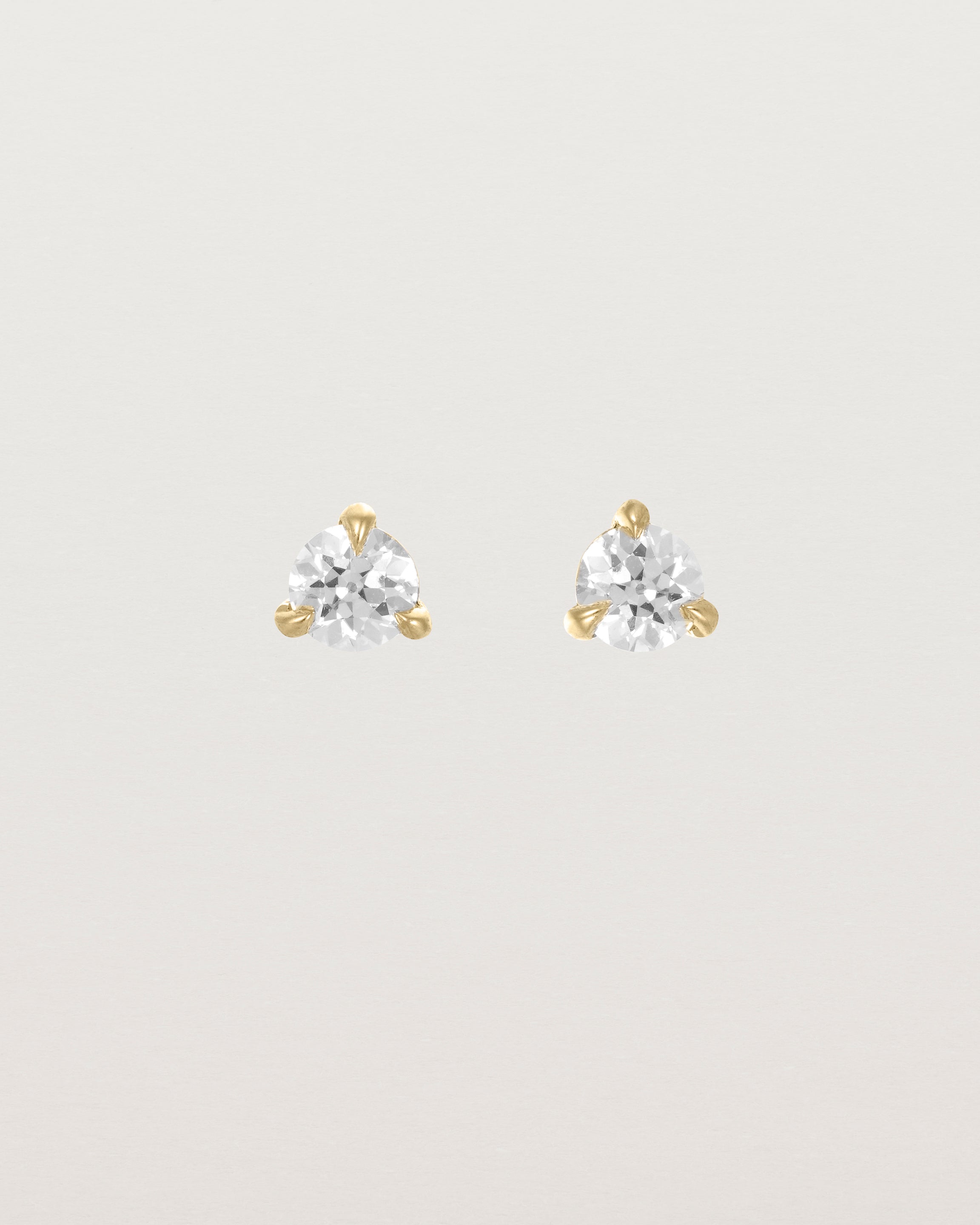 Front view of the Aiona Studs | Old Cut Diamond in Yellow Gold.
