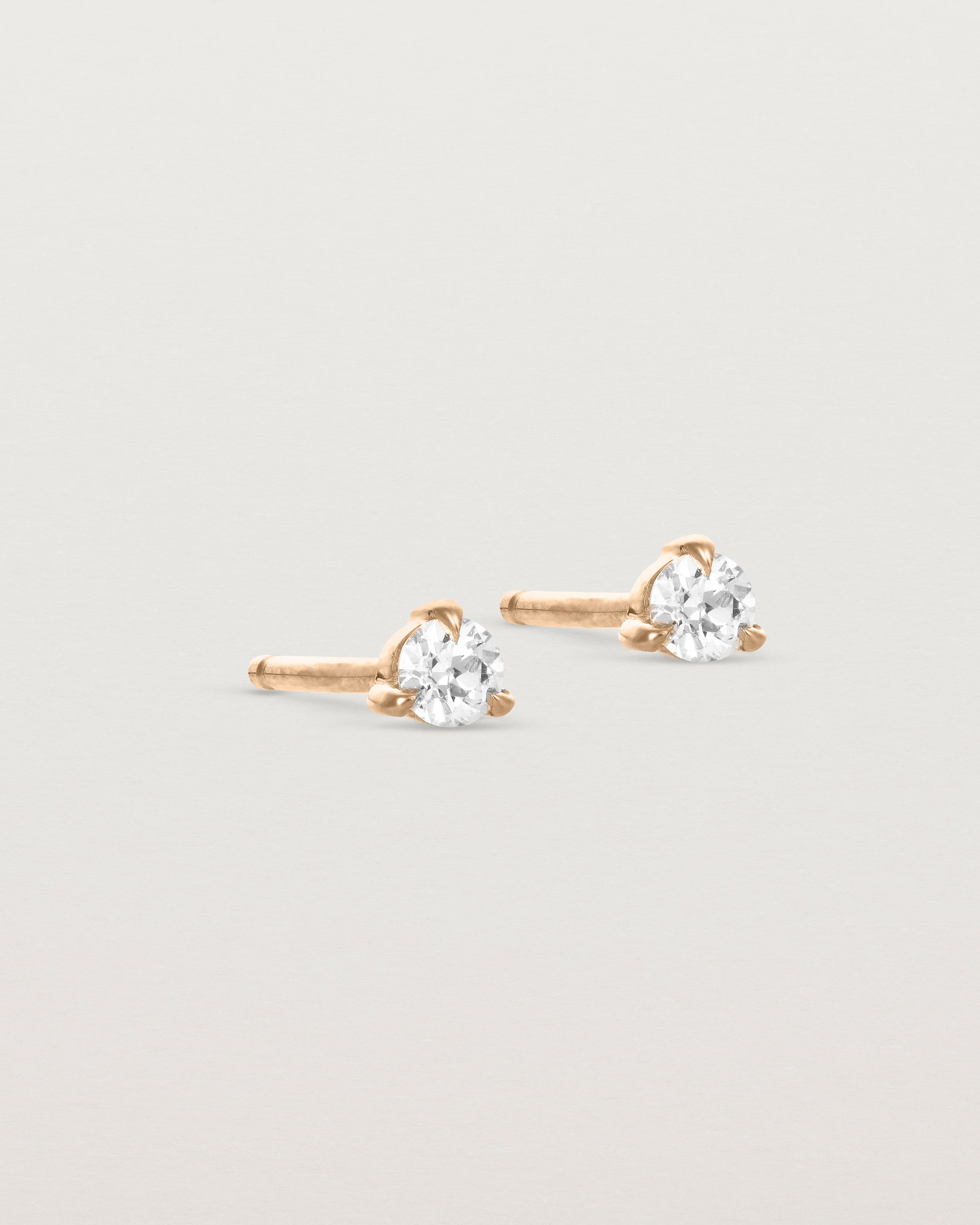 Side view of the Aiona Studs | Old Cut Diamond in Rose Gold.