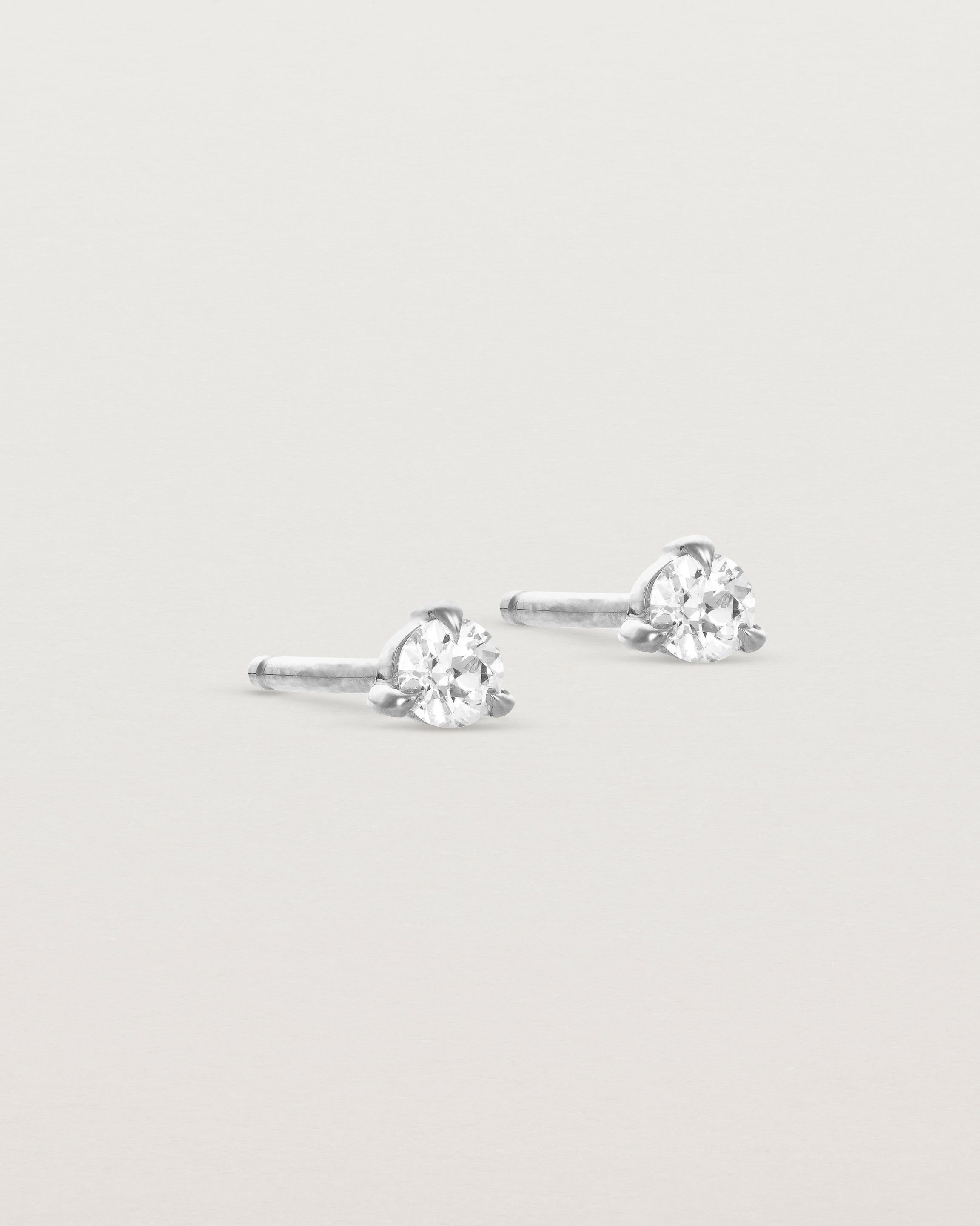 Side view of the Aiona Studs | Old Cut Diamond in White Gold.